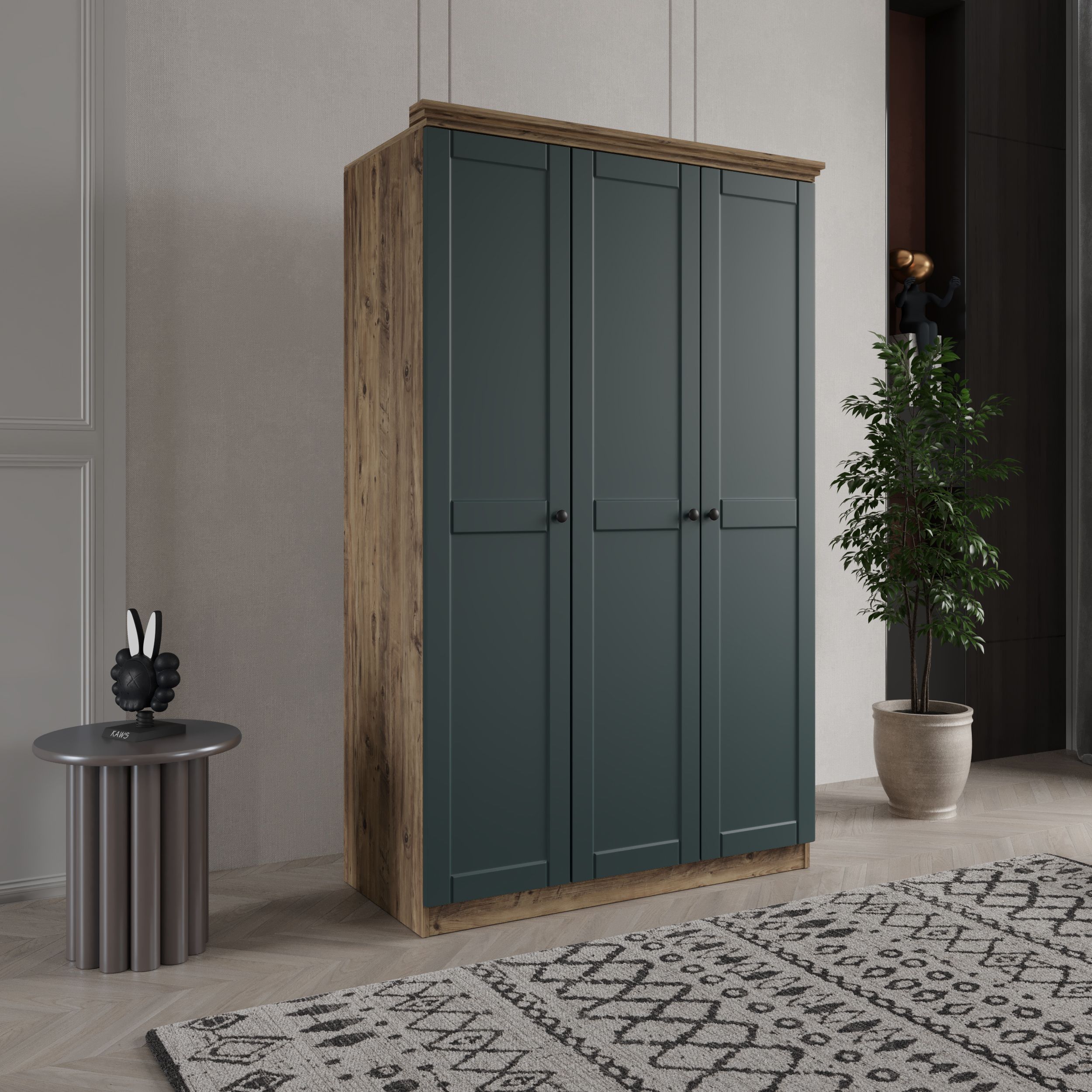 DALİ 3 KAPAKLI BAZALI GARDIROP TAMAMI MDF