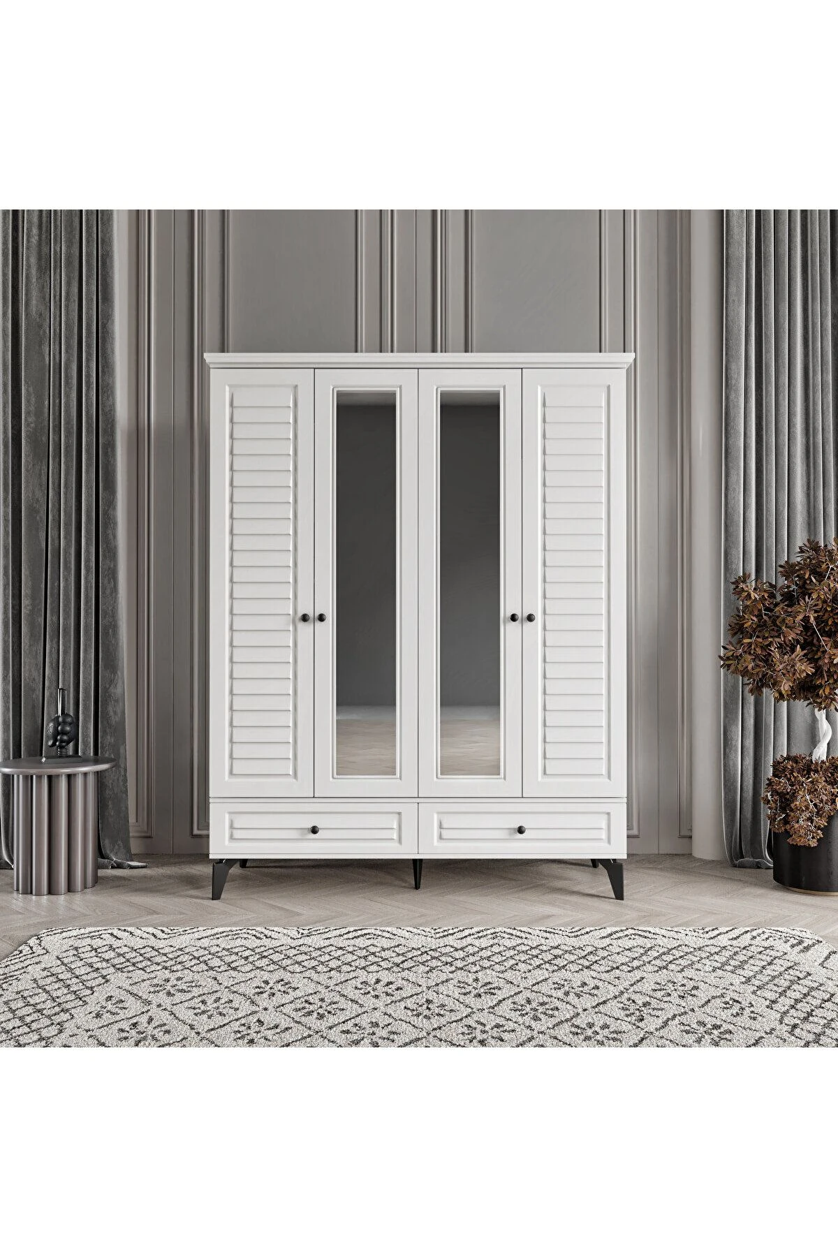 SOFYA 4 KAPAK BEYAZ GARDIROP