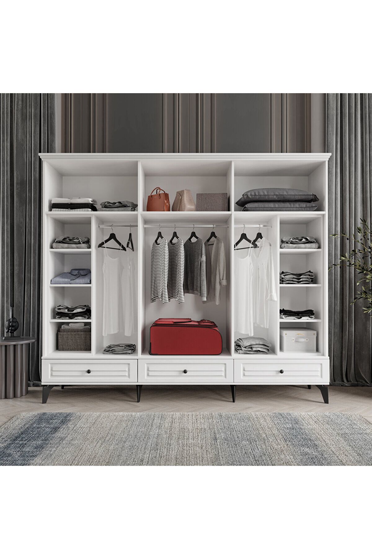 SOFYA 6 KAPAKLI BEYAZ GARDIROP TAMAMI MDF