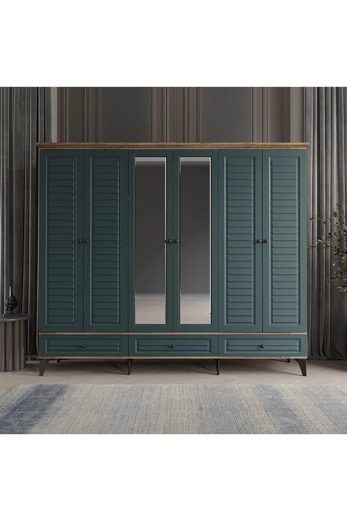 SOFYA 6 KAPAKLI YEŞİL GARDIROP TAMAMI MDF