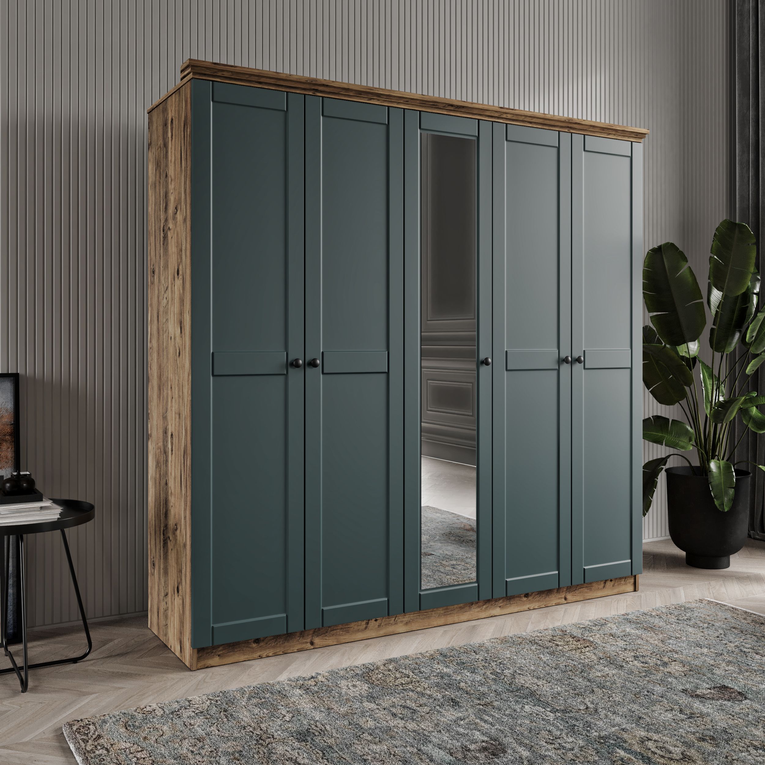 DALİ 5 KAPAKLI BAZALI GARDIROP TAMAMI MDF