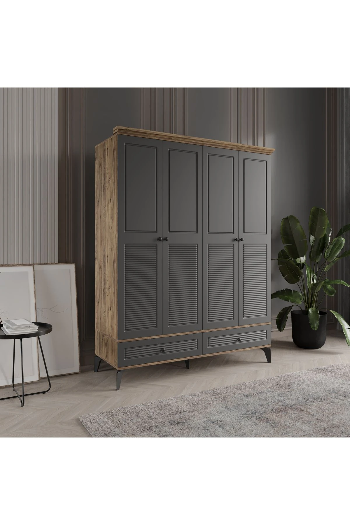 İNCİ 4 KAPAK ANTRASİT GARDIROP