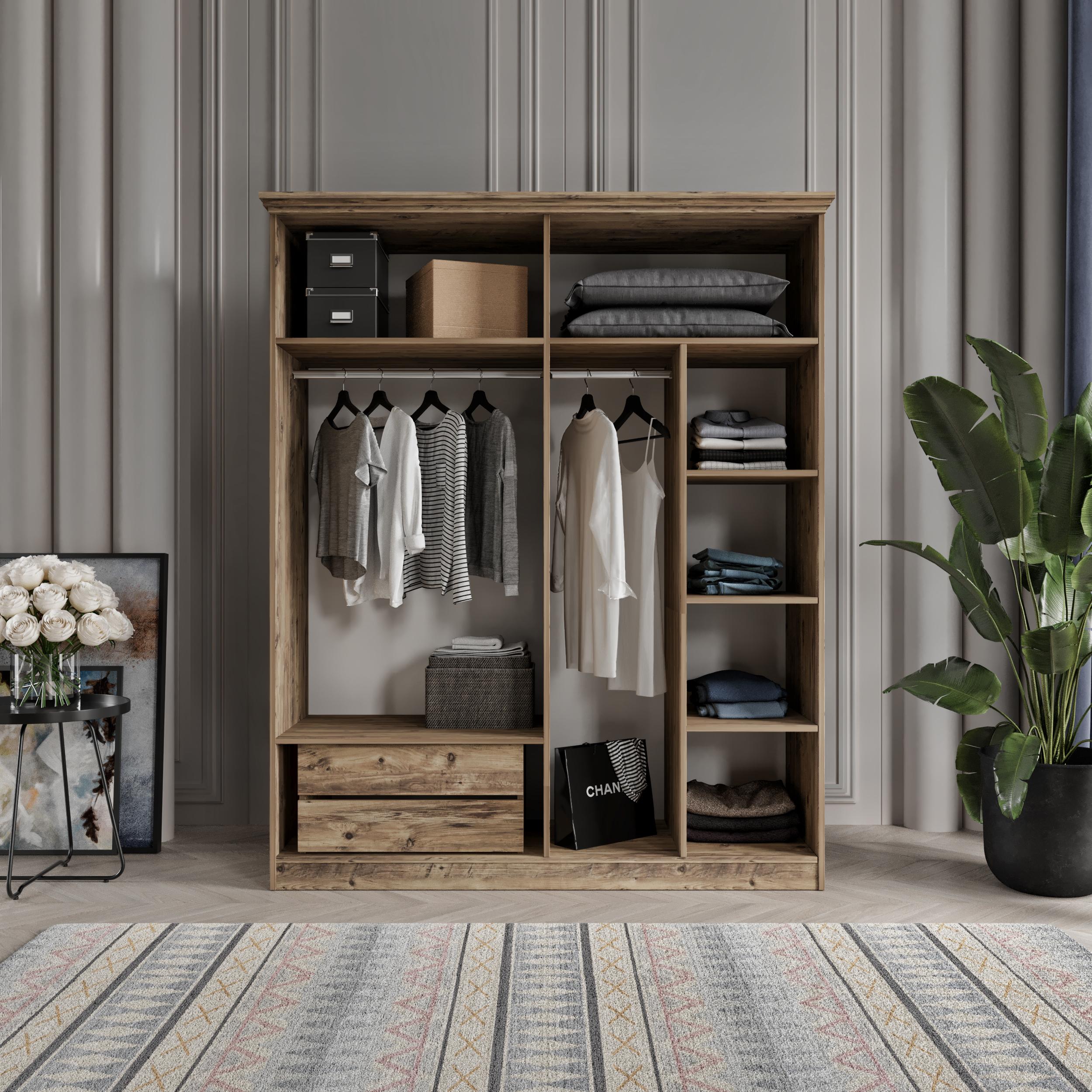 LİNE 4 KAPAKLI BAZALI GARDIROP TAMAMI MDF