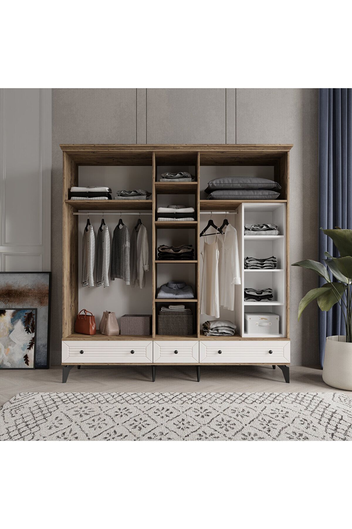 LİNE 5 KAPAKLI AYTAŞI GARDIROP TAMAMI MDF