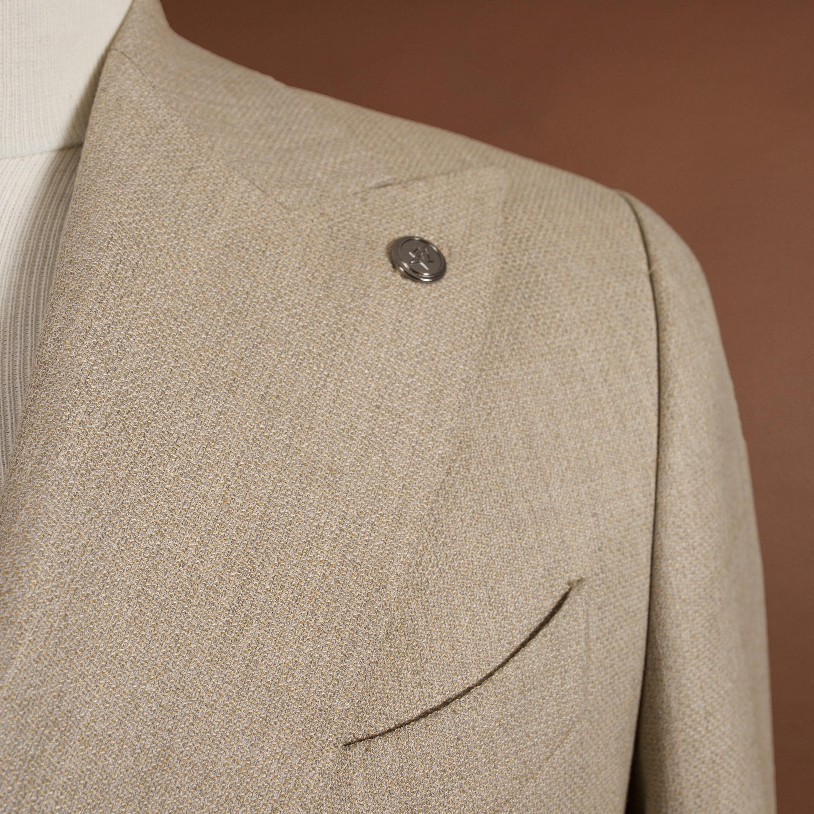 DOUBLE BREASTED BEIGE HOPSACK BLAZER