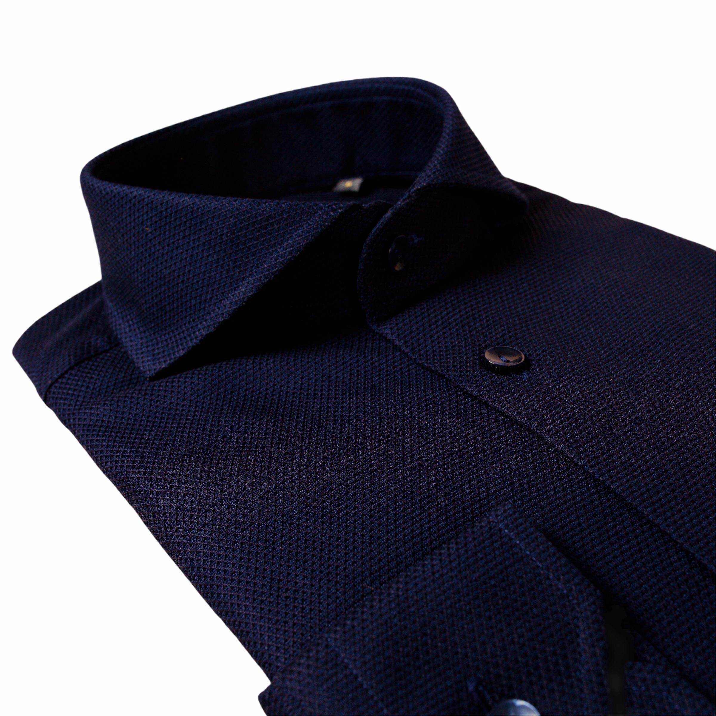 TEXTURED NAVY BLUE SHIRT