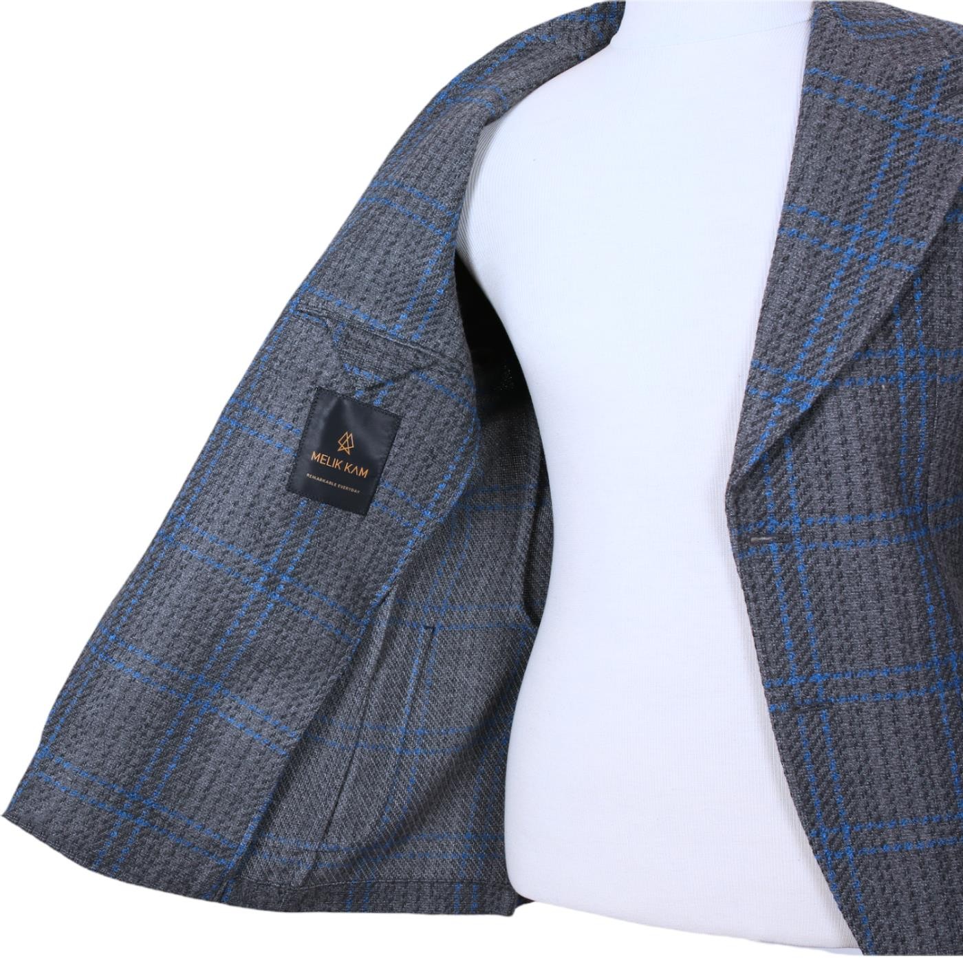 GREY/BLUE PLAID JACKET