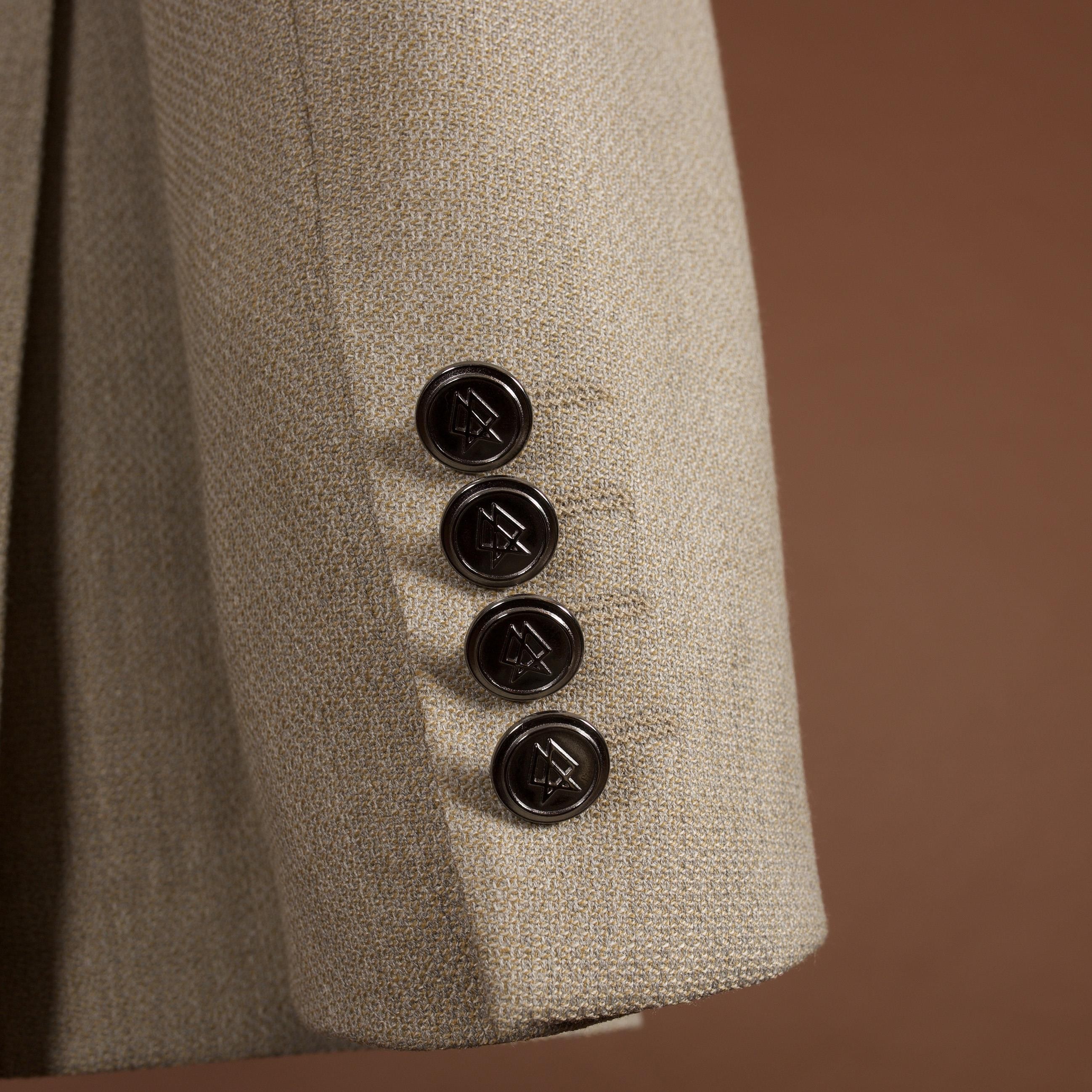 DOUBLE BREASTED BEIGE HOPSACK BLAZER