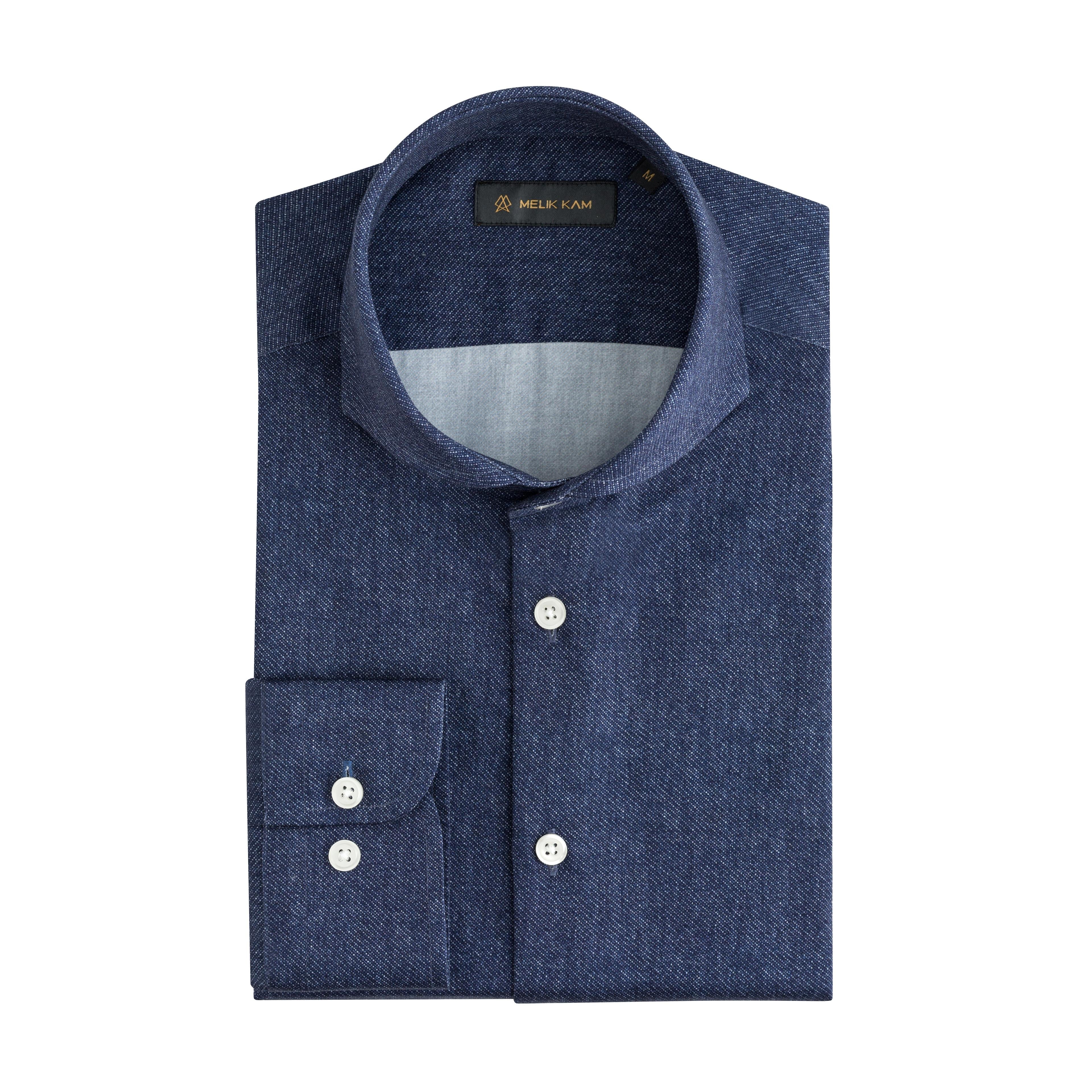 NAVY DENİM PRINT SHİRTS