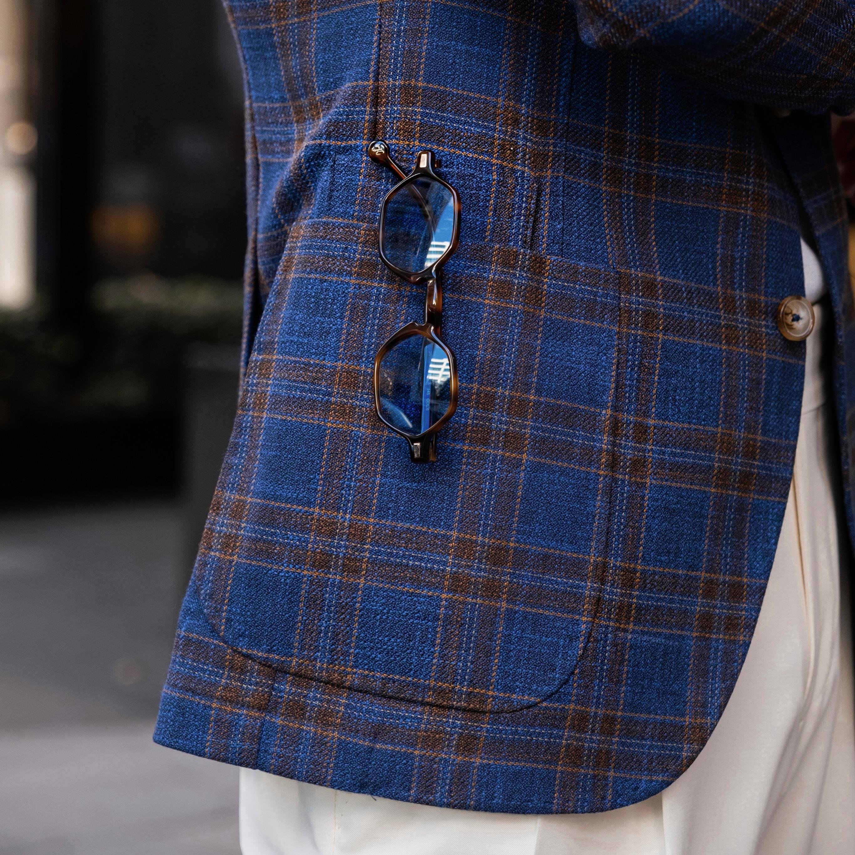 NAVY BLUE/BRİCK COLOR PLAID JACKET