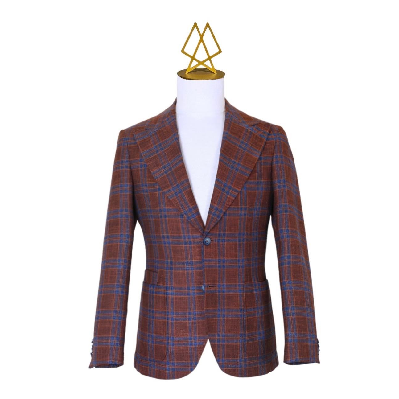 BRİCK COLOR/BLUE CHECKERED JACKET