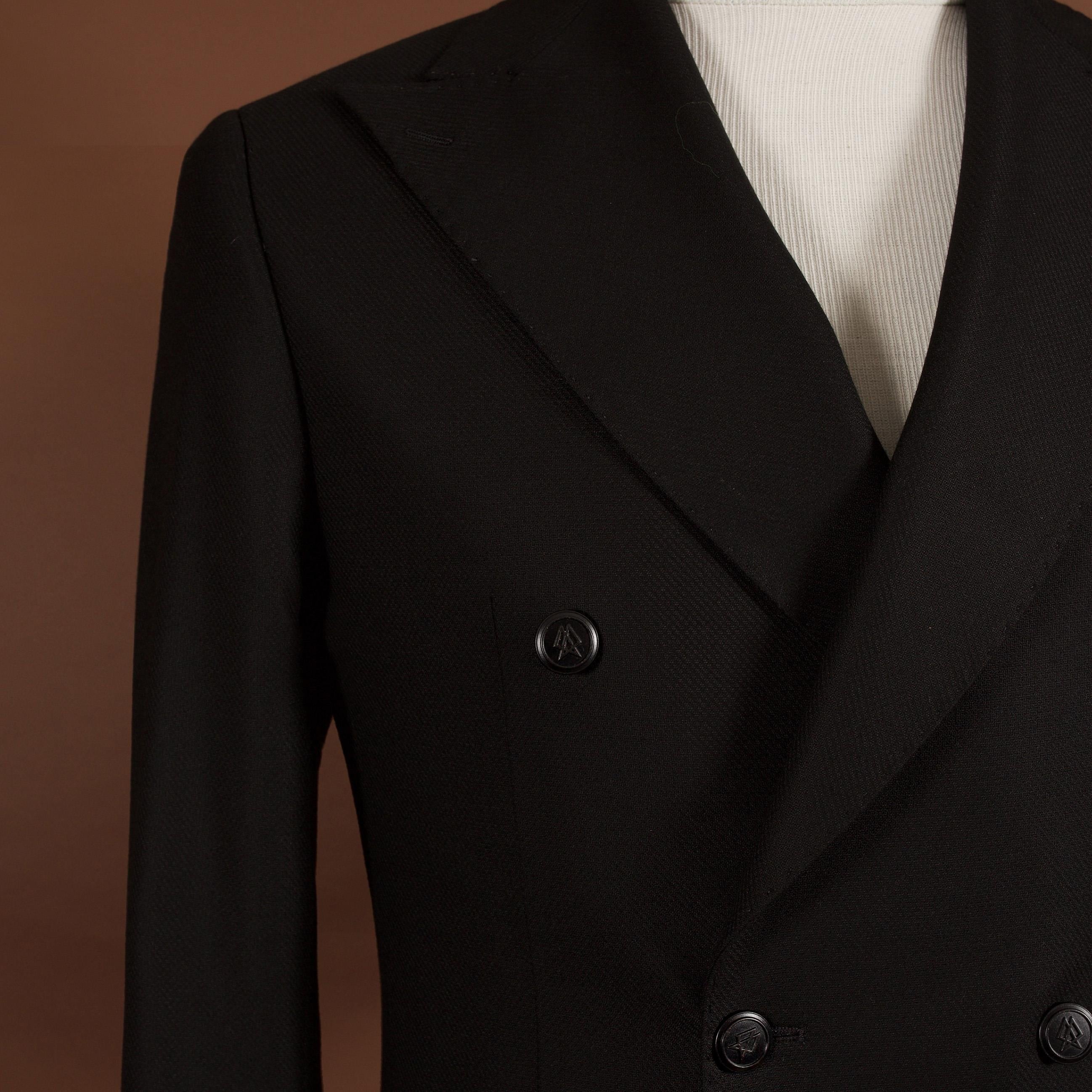 DOUBLE BREASTED BLACK HOPSACK BLAZER