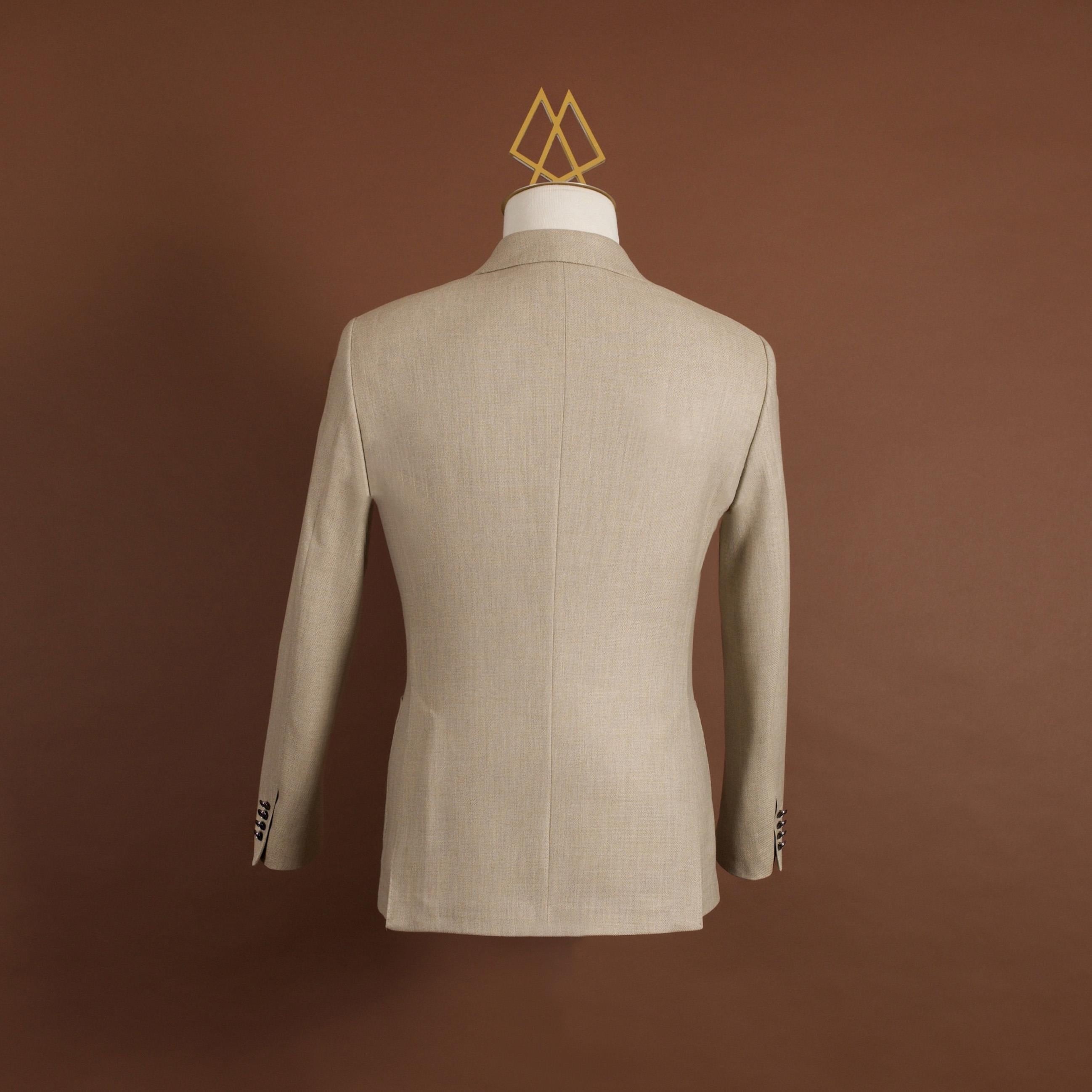 DOUBLE BREASTED BEIGE HOPSACK BLAZER