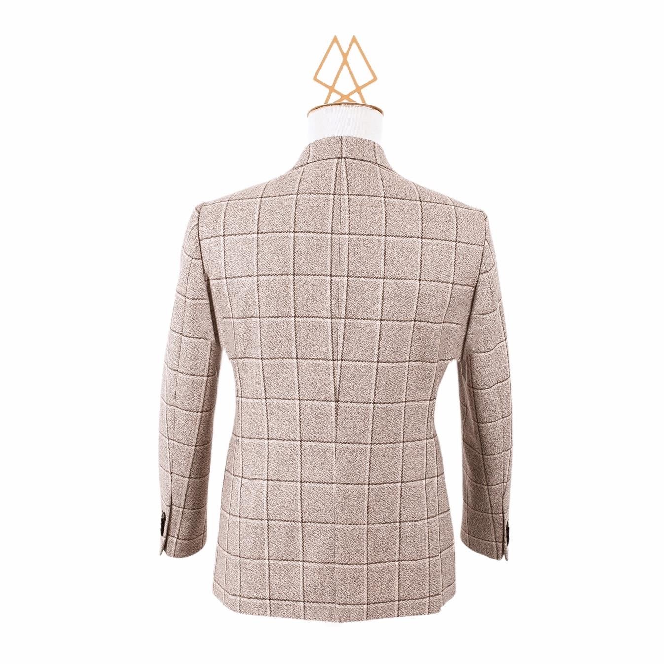 DOUBLE BREASTED BEIGE /BROWN  PLAID JACKET