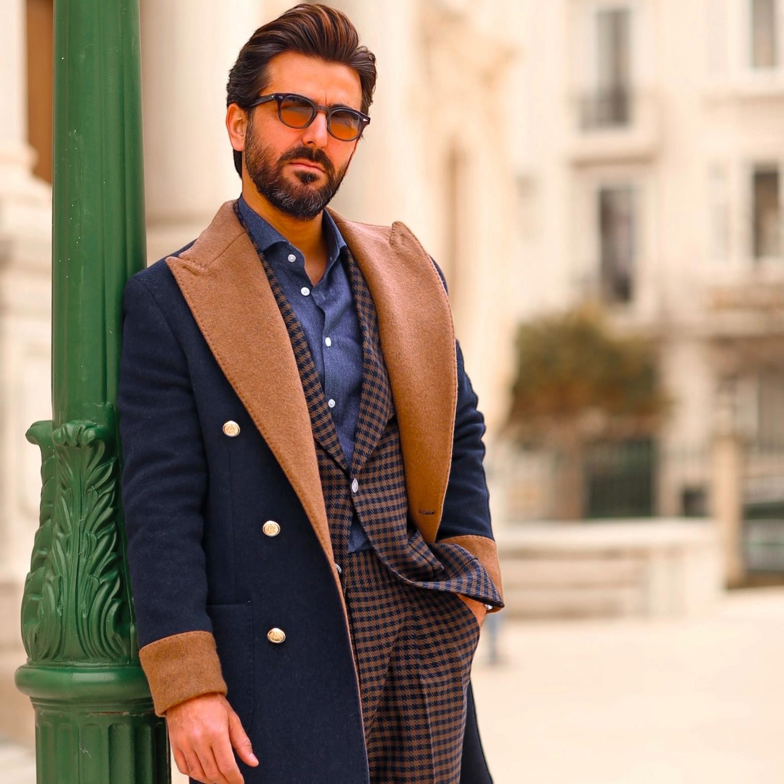 SAROS NAVY BLUE OVERCOAT