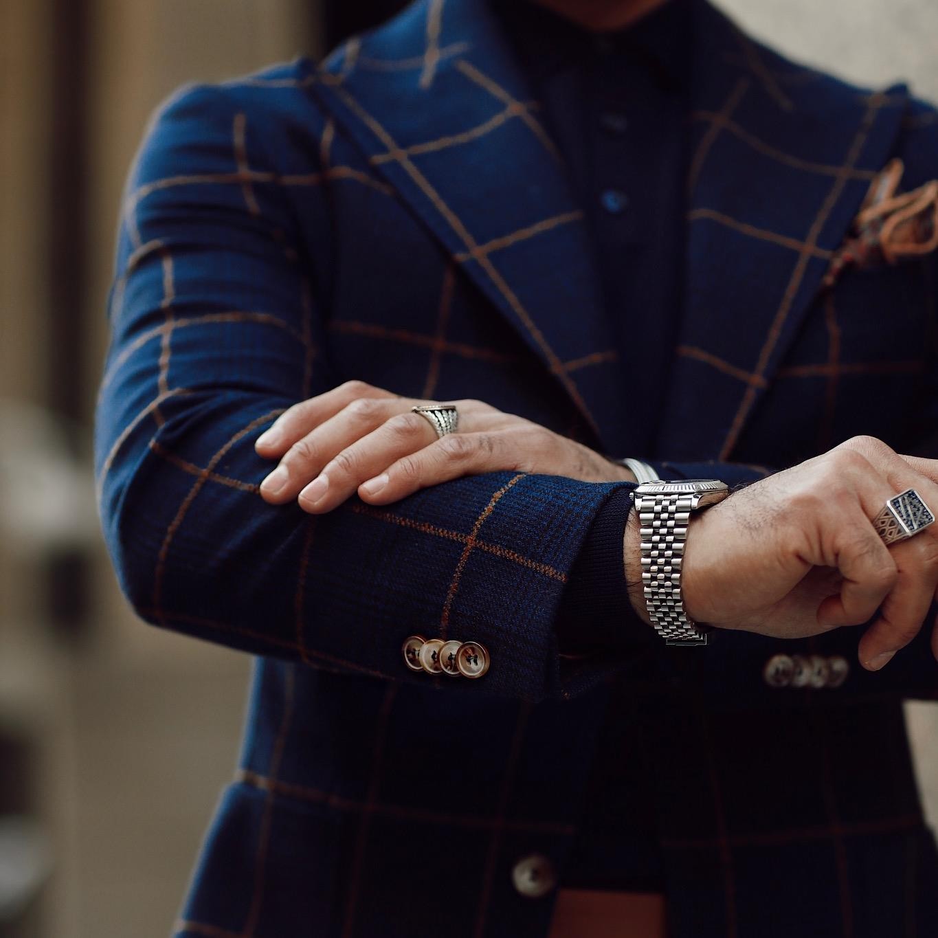 NAVY BLUE  /TİLE  PLAID JACKET