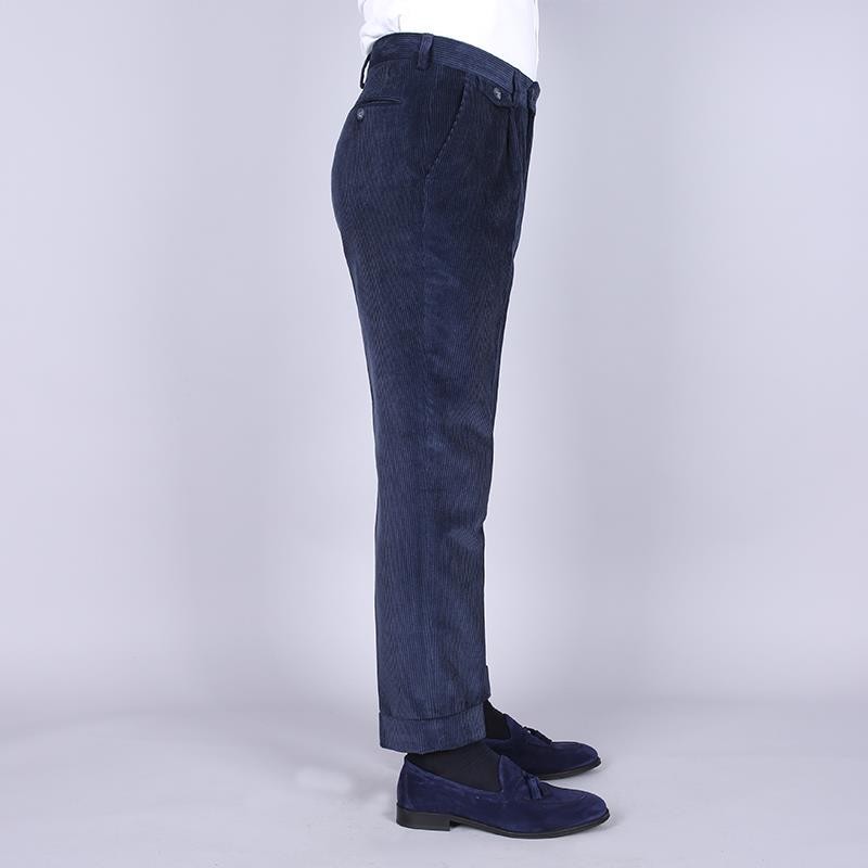 NAVY VELVET  TROUSERS