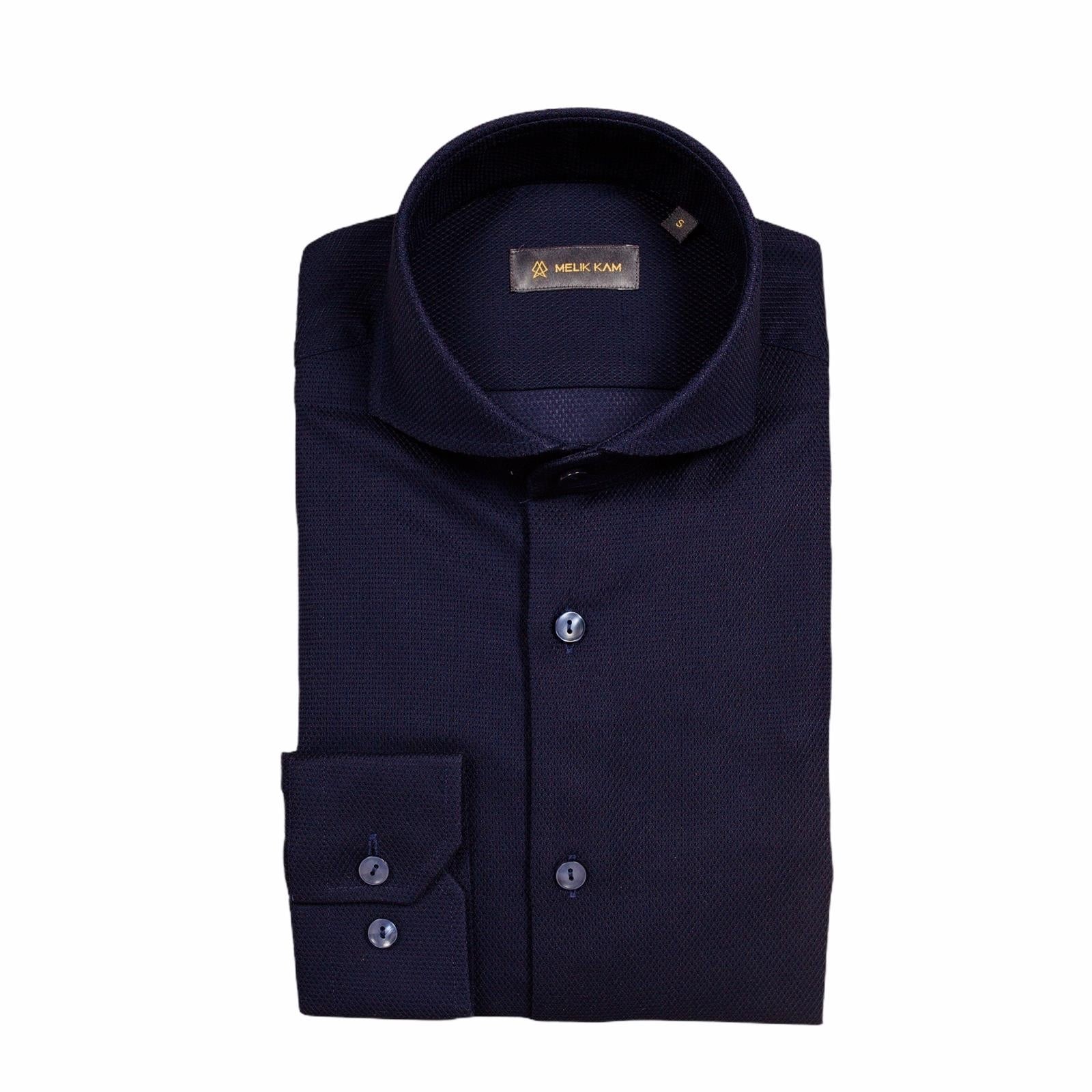 TEXTURED NAVY BLUE SHIRT