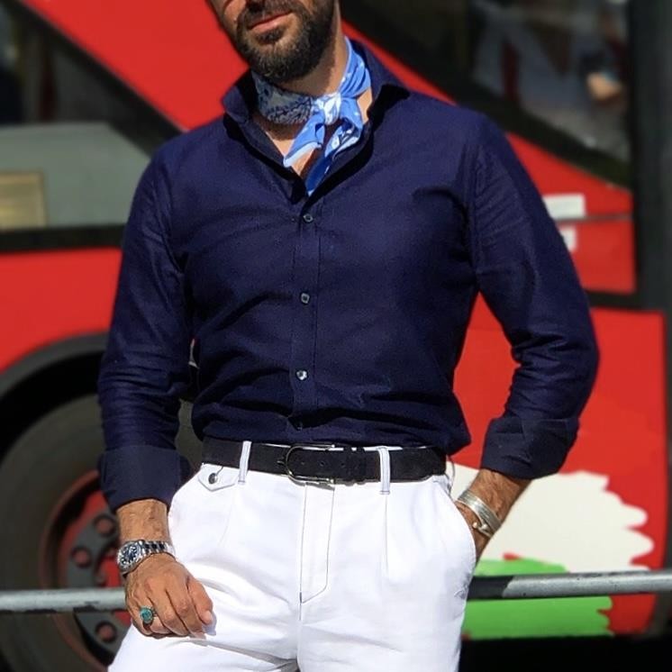 TEXTURED NAVY BLUE SHIRT