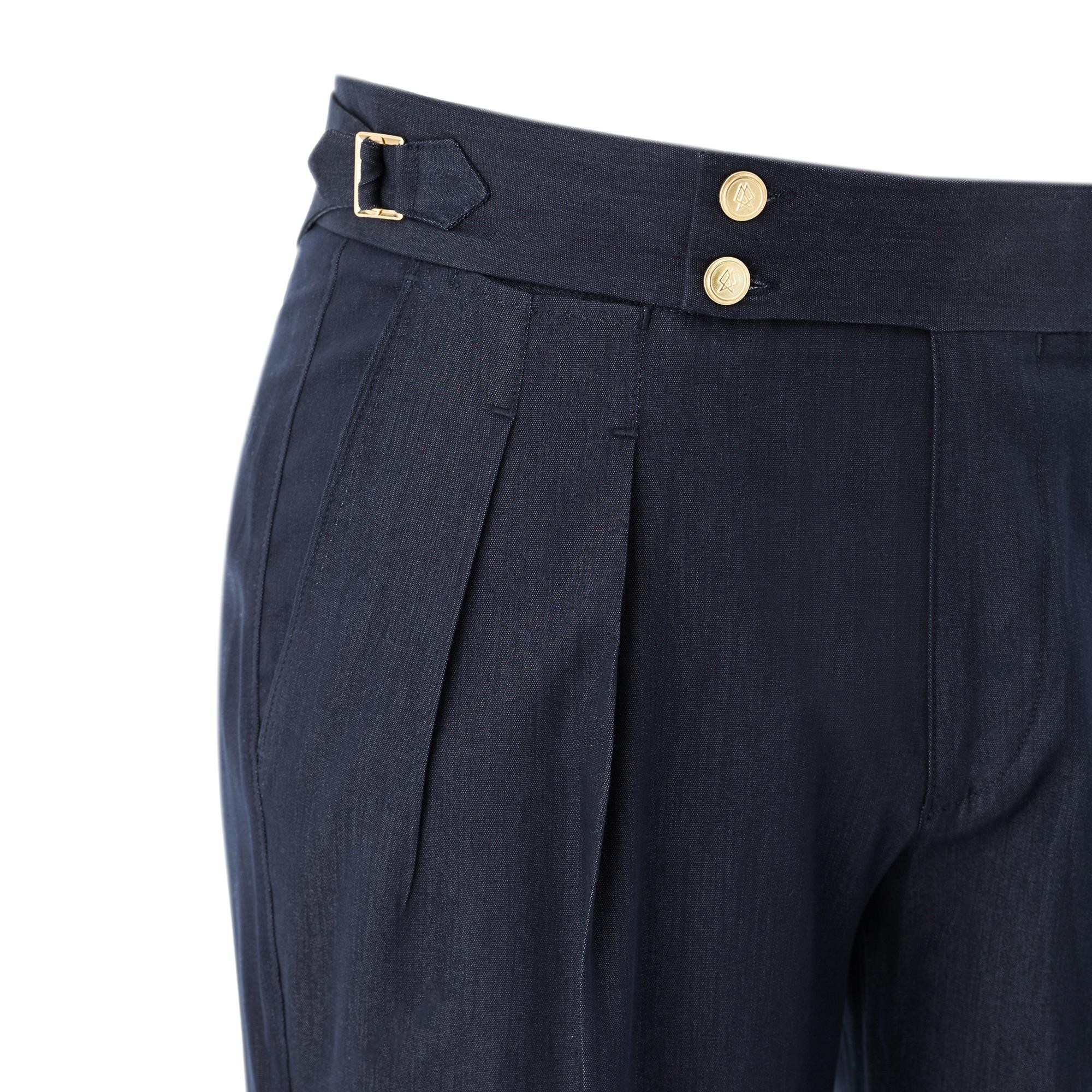 NAVY BLUE DENIM BELL TROUSERS