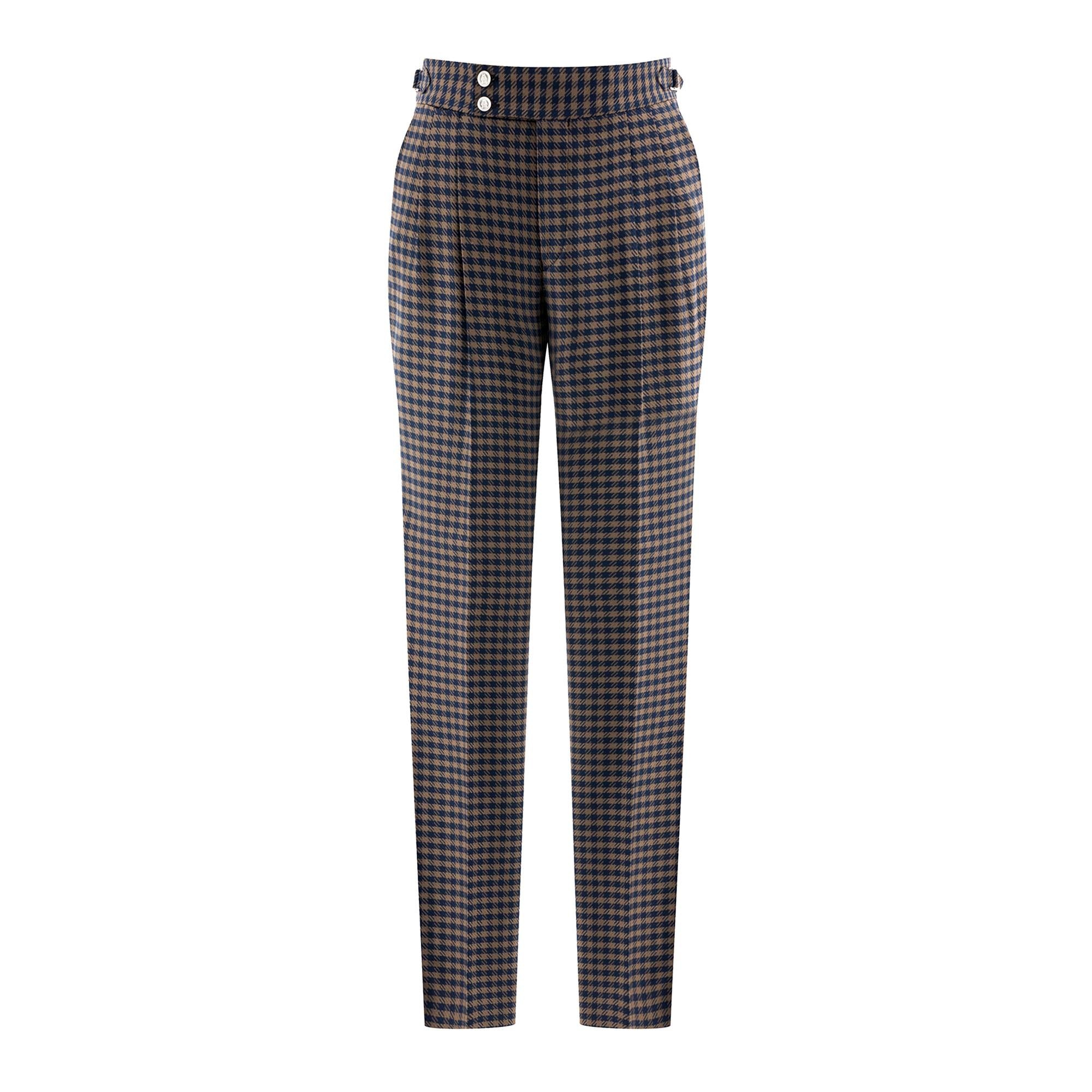 BROWN/NAVY BLUE CHECKERED TROUSERS