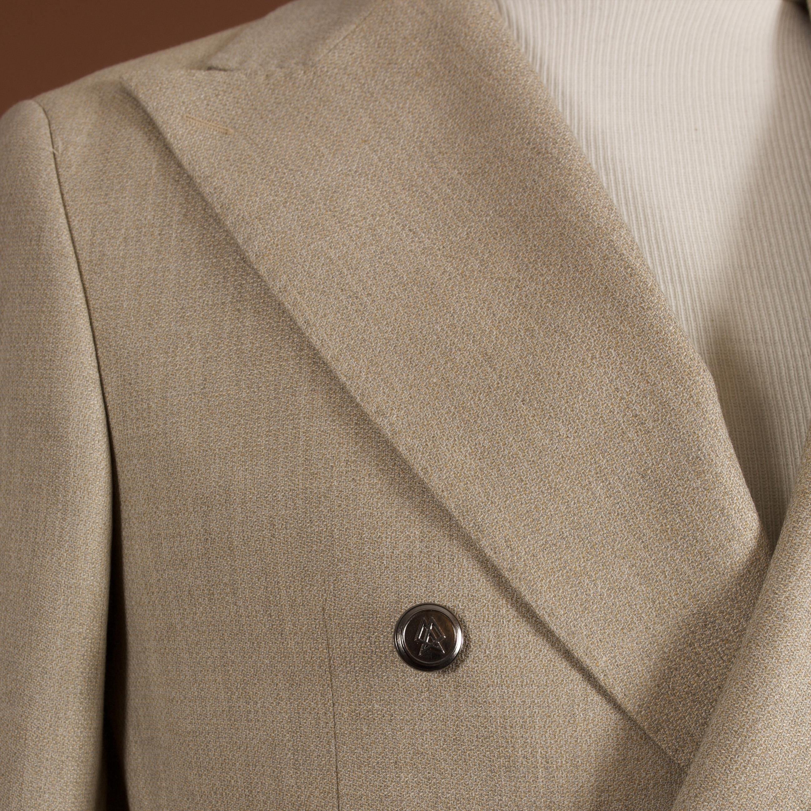 DOUBLE BREASTED BEIGE HOPSACK BLAZER