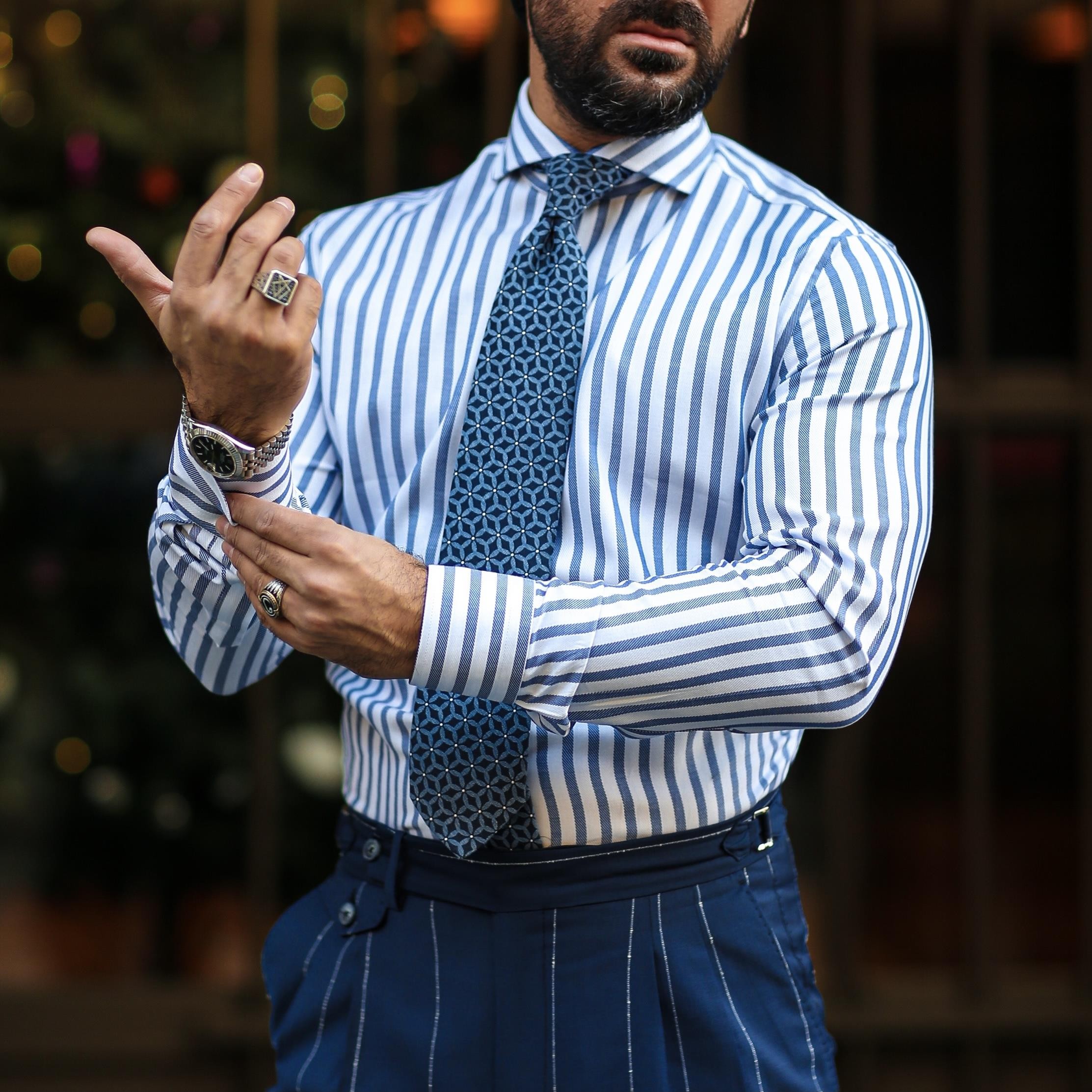 STRIPED NAVY BLUE SHIRT