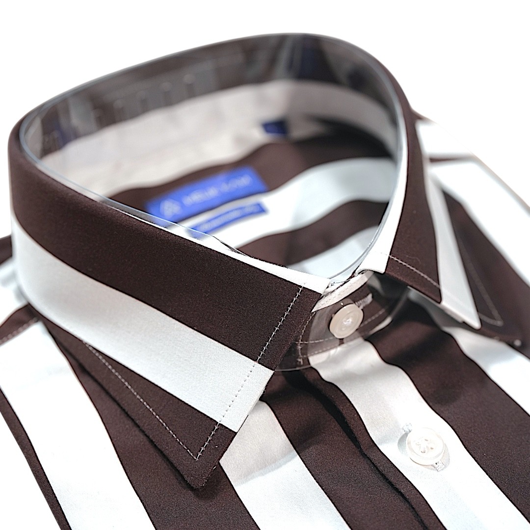Striped Stellar Shirt - Brown Blue with White Stripes