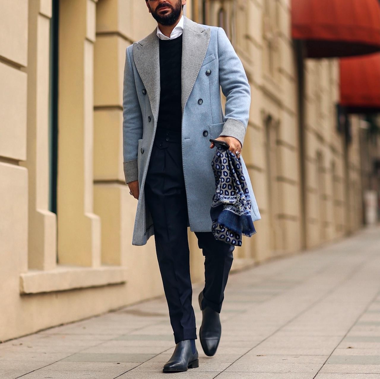 SAROS BLUE OVERCOAT