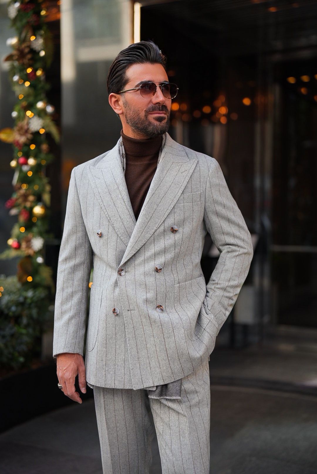 Trophy Pinstripe Flannel Db- Suit