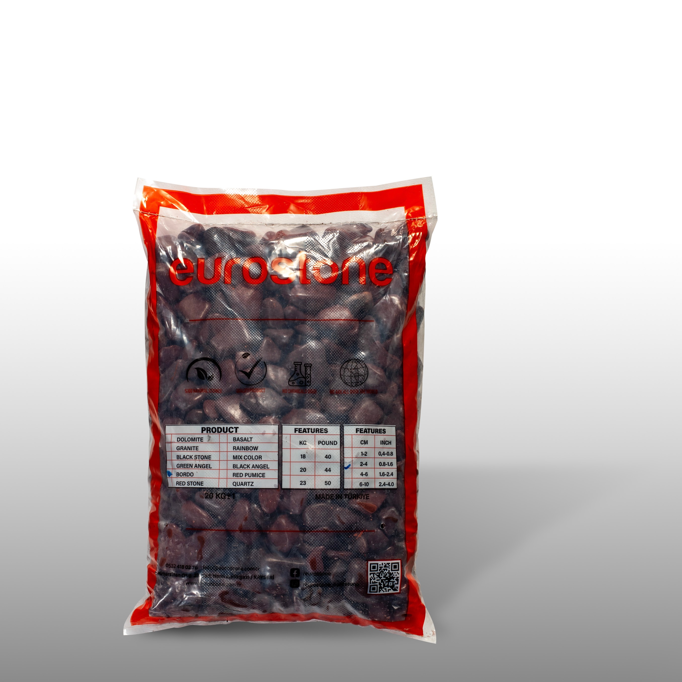 Tamburlanmış Doğal Taş | Bordo | Eurostore