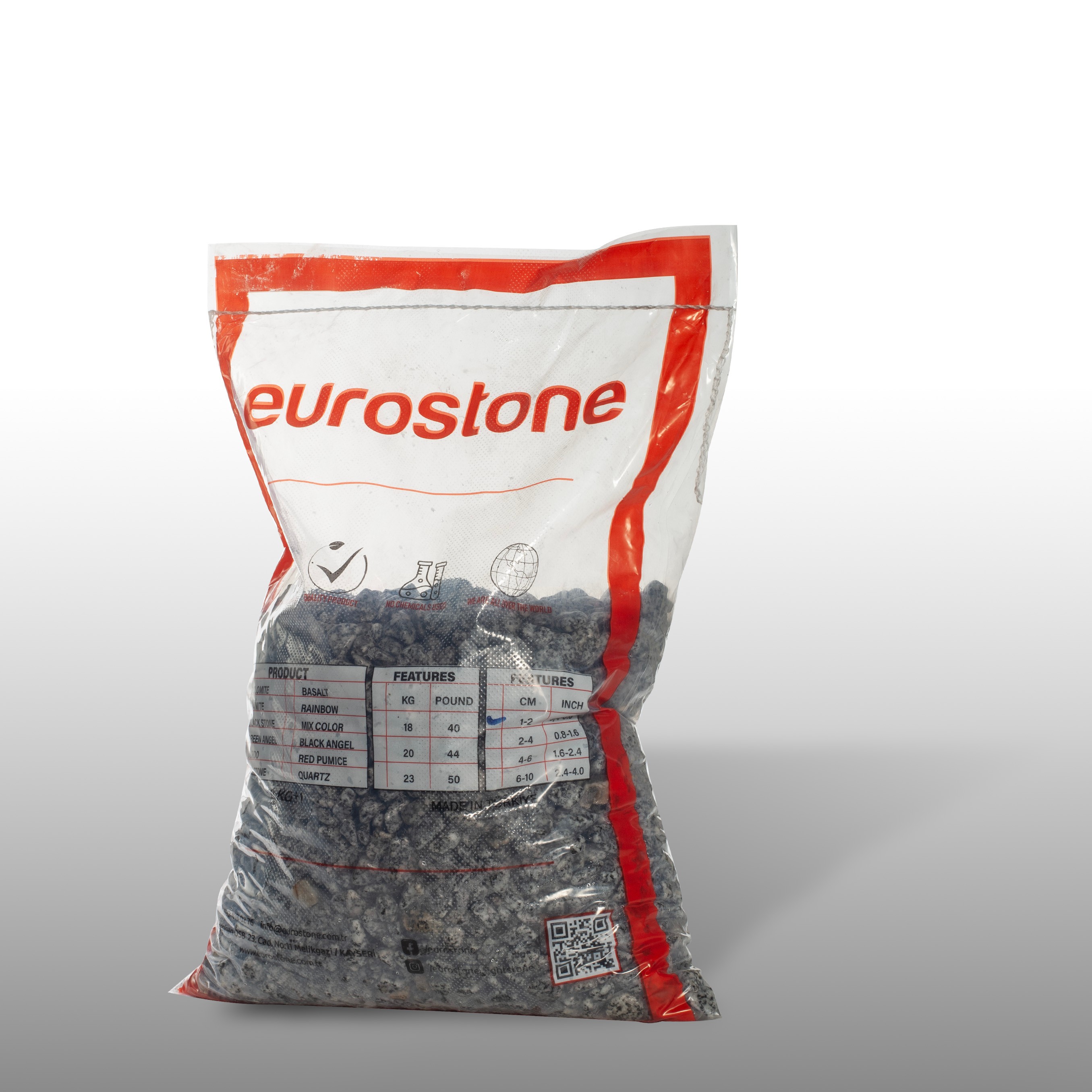 Tamburlanmış Granit Taşı | Siyah - Beyaz | Eurostore