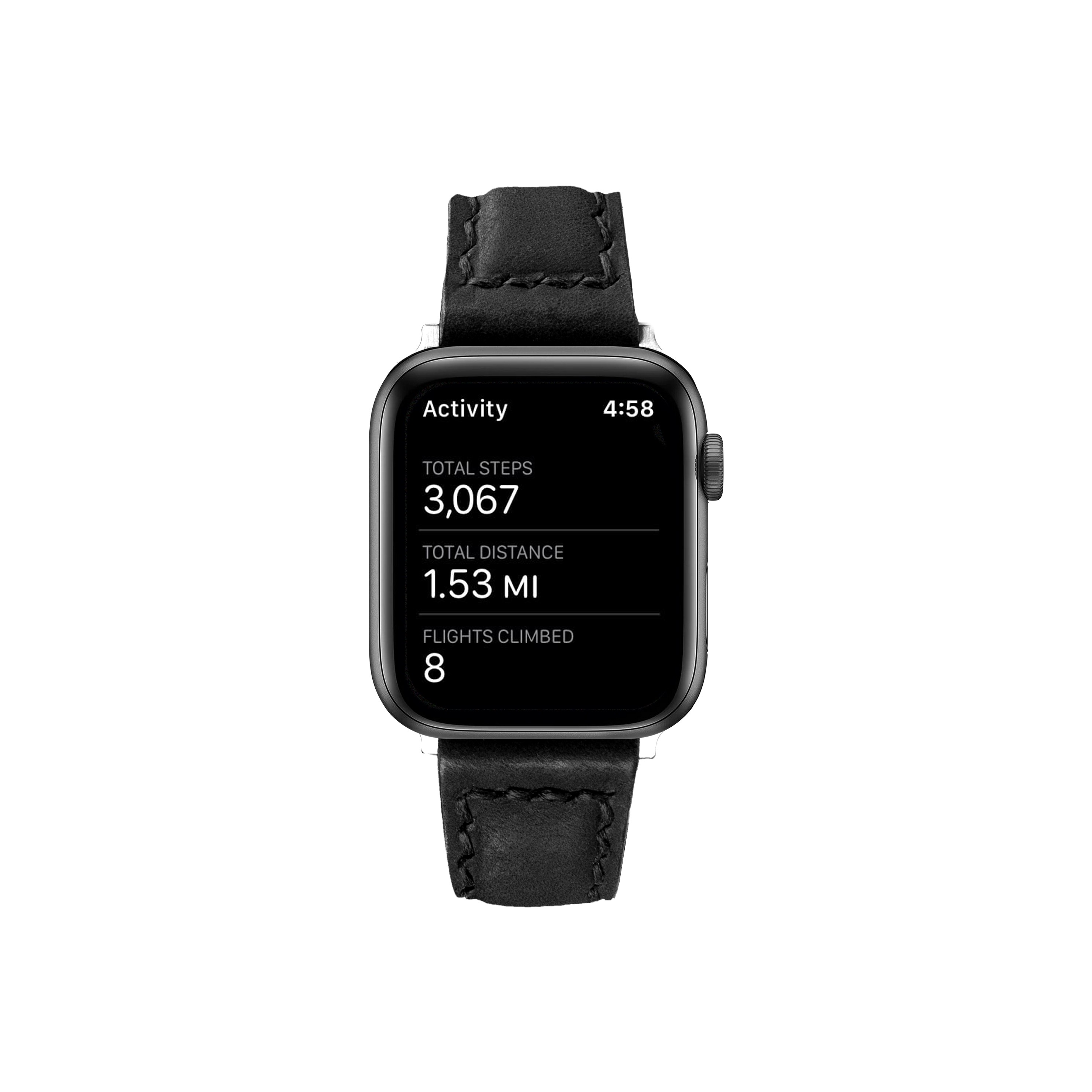 Apple Watch Çift Kat Deri Kordon - Black