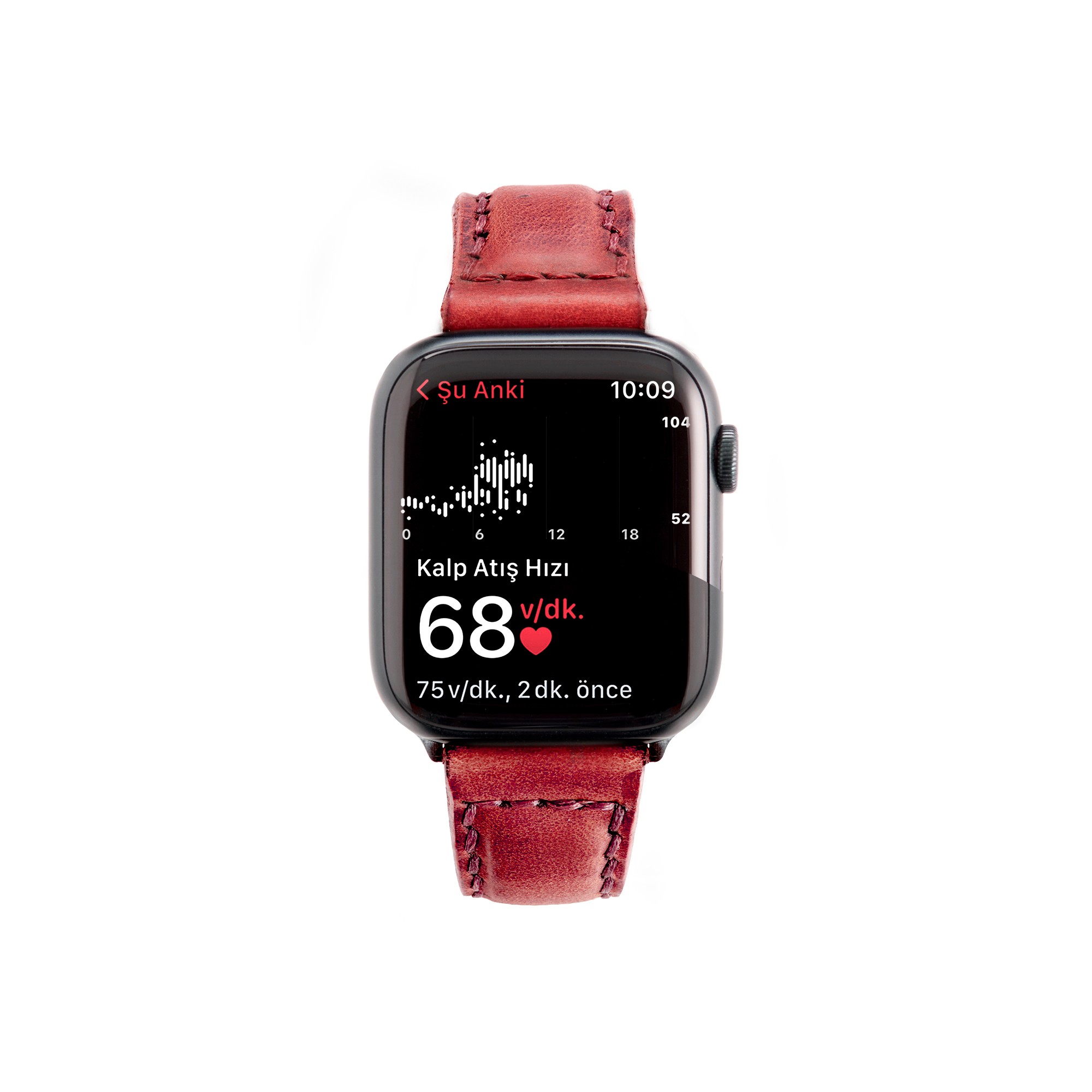 Apple Watch Çift Kat Deri Kordon - Kırmızı