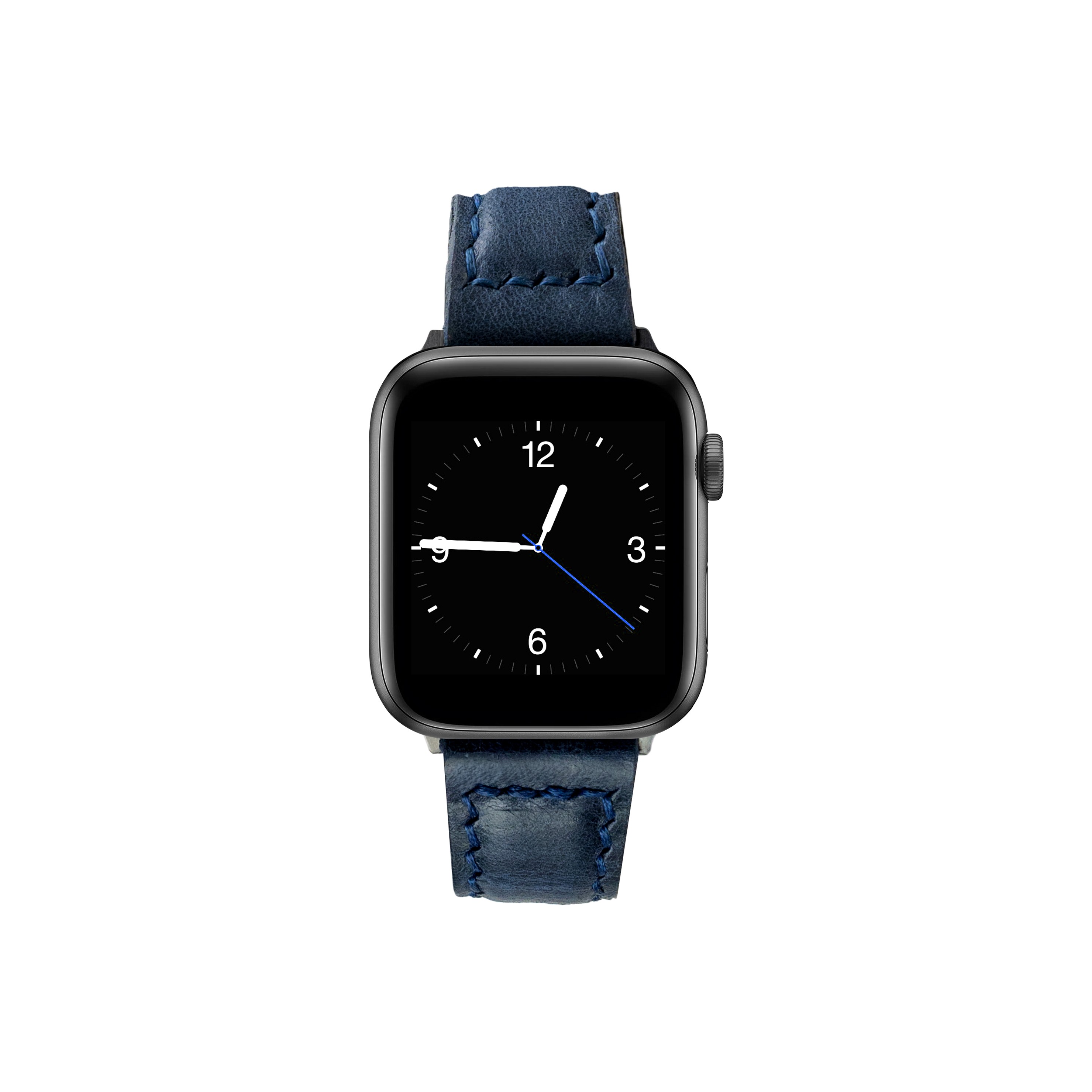 Apple Watch Çift Kat Deri Kordon - Navy Blue