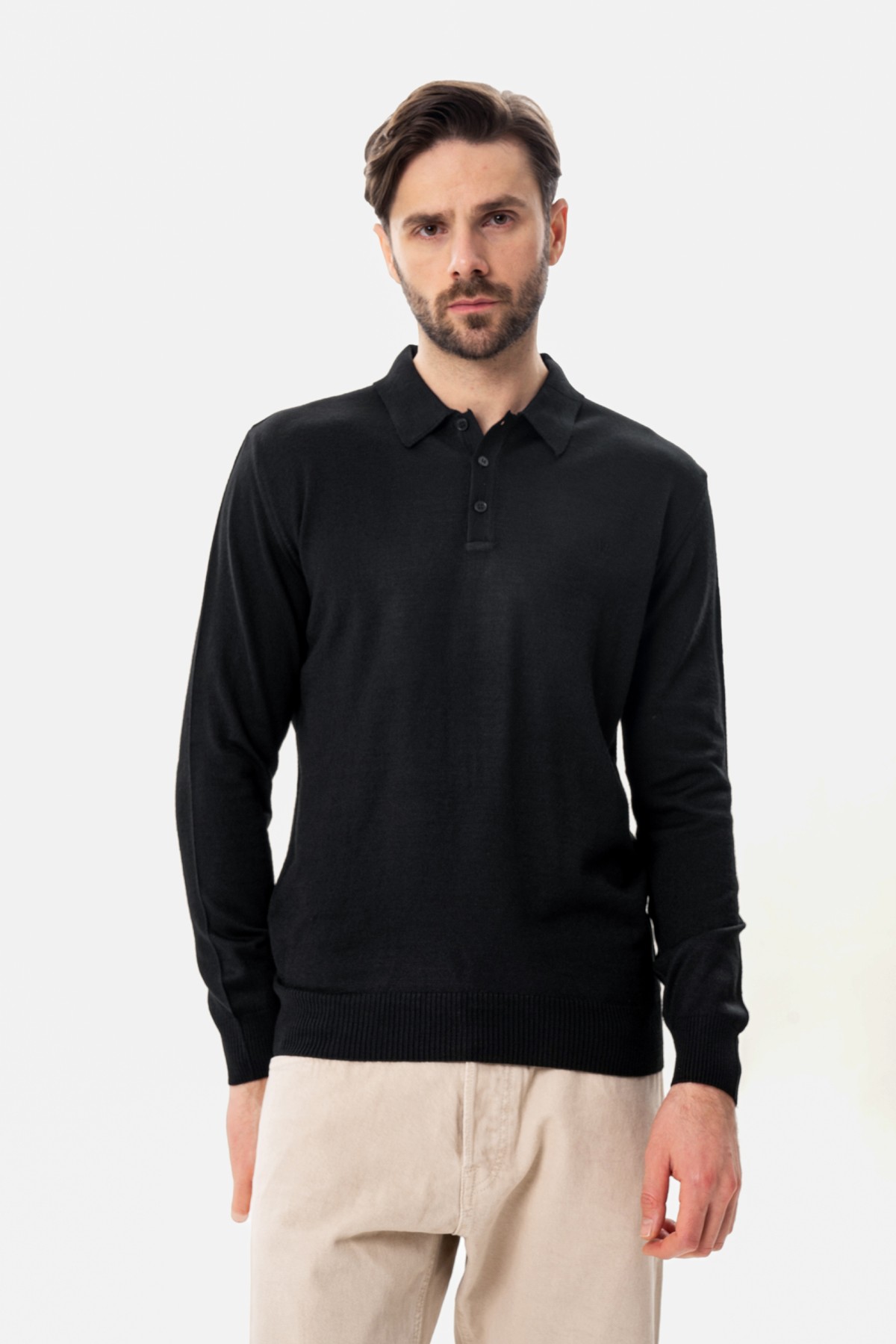 50% Wool Polo Sweater