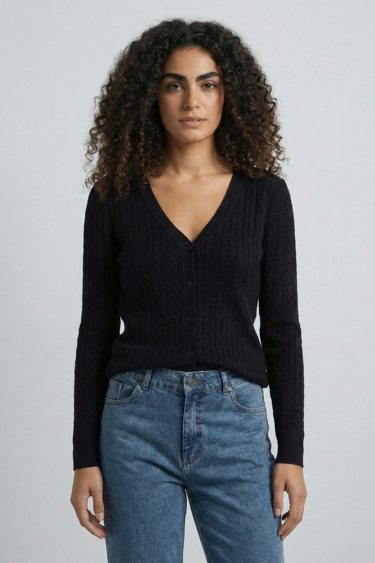 Kadın %100 Pamuk Saç Örgü Triko Hırka