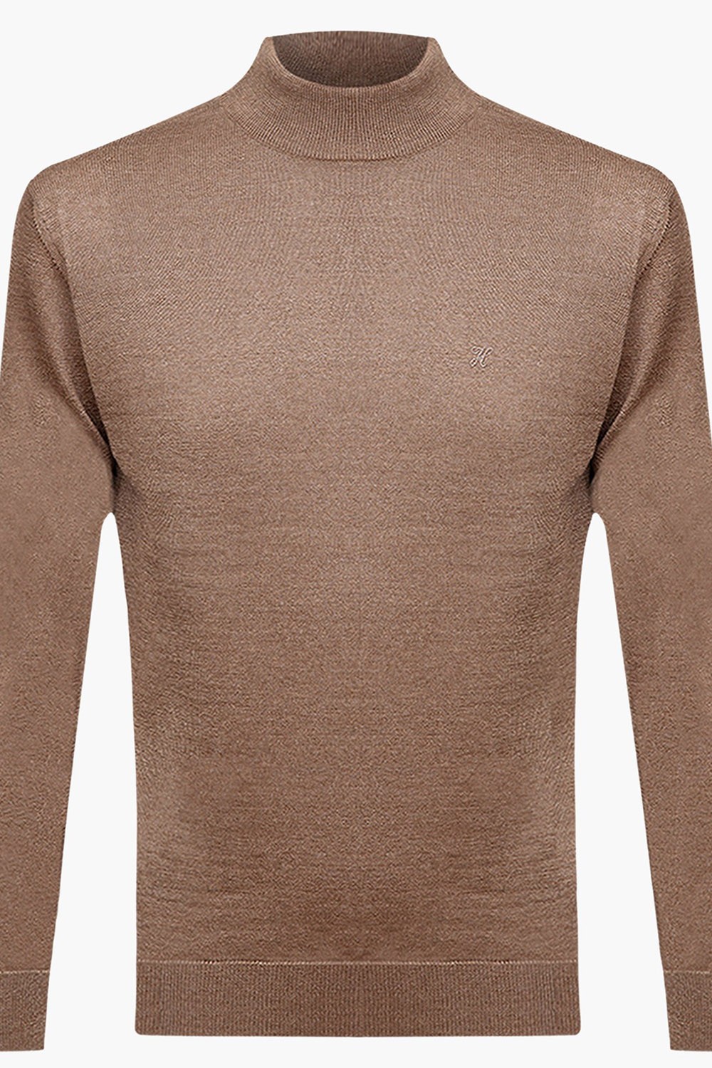 Regular Fit Woolen Mock Neck Sweater - Light Brown