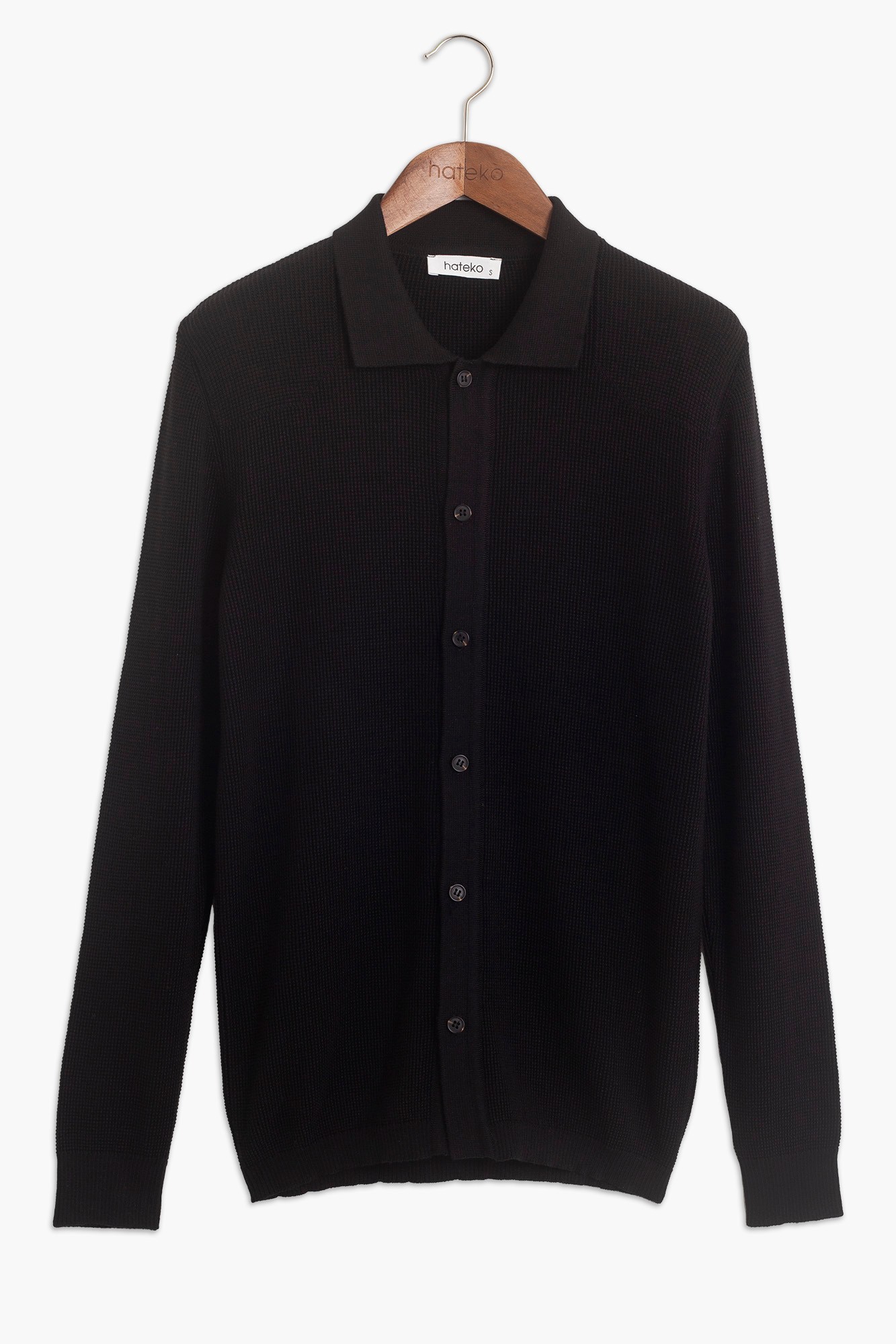 Cotton-Bamboo Shirt Knit Cardigan - Black