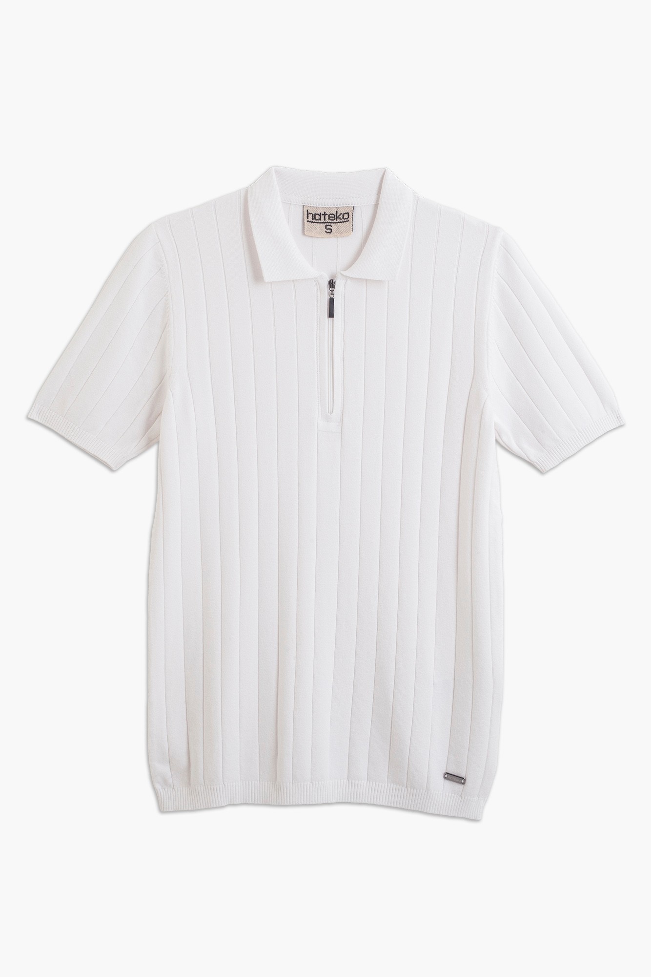 Quarter zip knit polo shirt - White