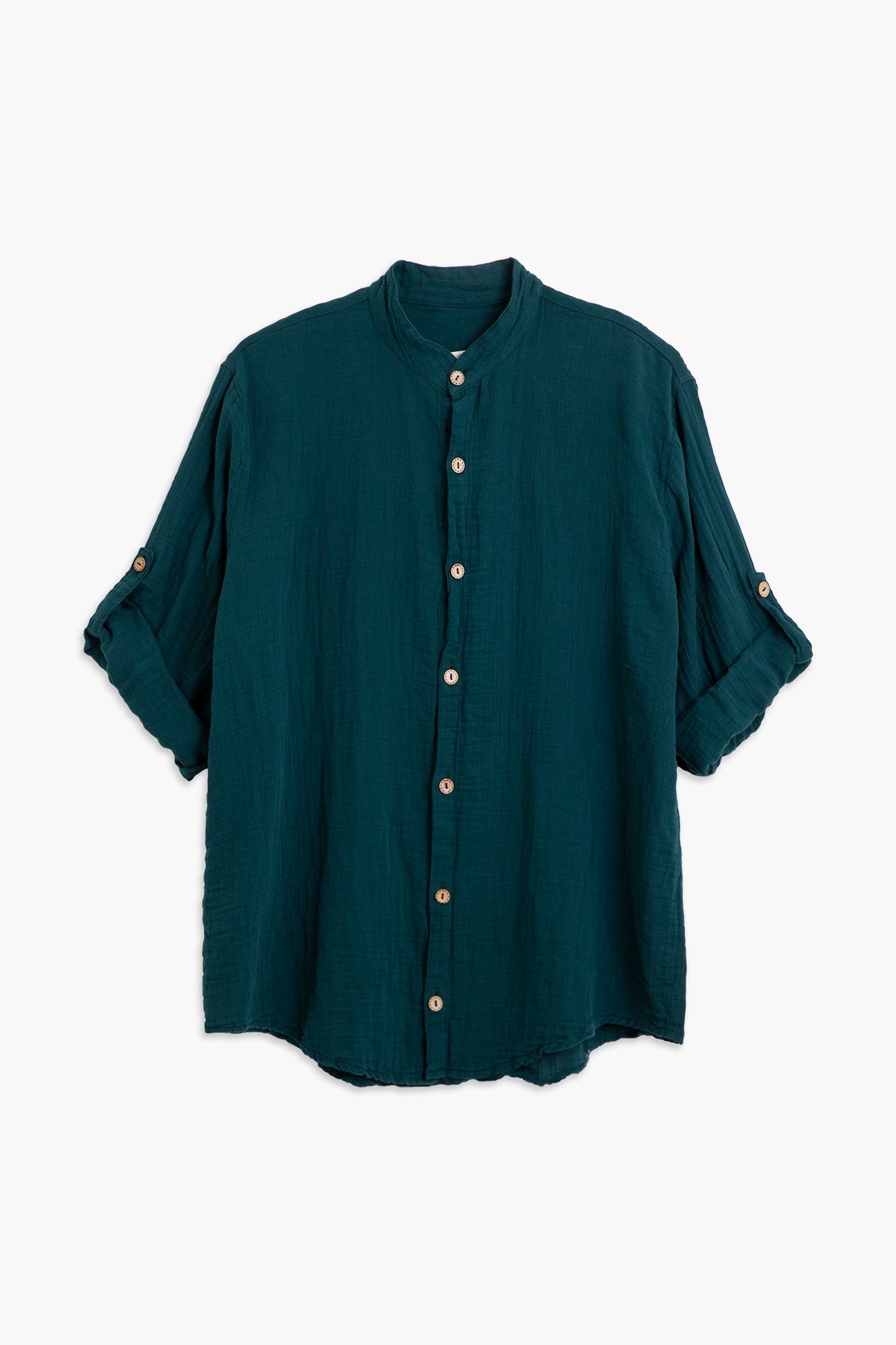 100% Cotton Muslin Shirt - Petrol Green