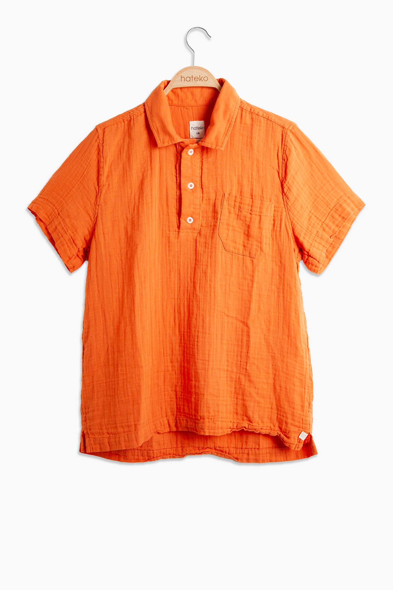 100% Cotton Muslin Polo T-shirt - Orange