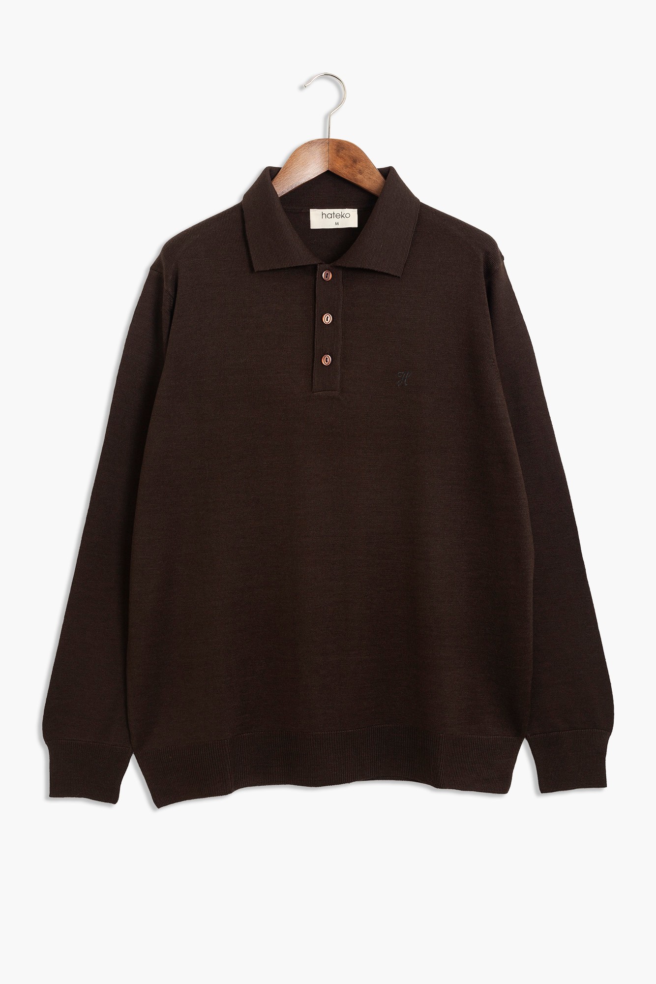 Regular Fit Woolen Polo Sweater - Brown