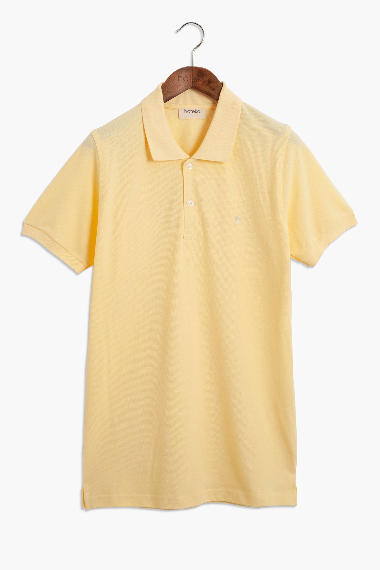 %100 Pamuk Klasik Kesim Polo Yaka Tişört - Açık Sarı