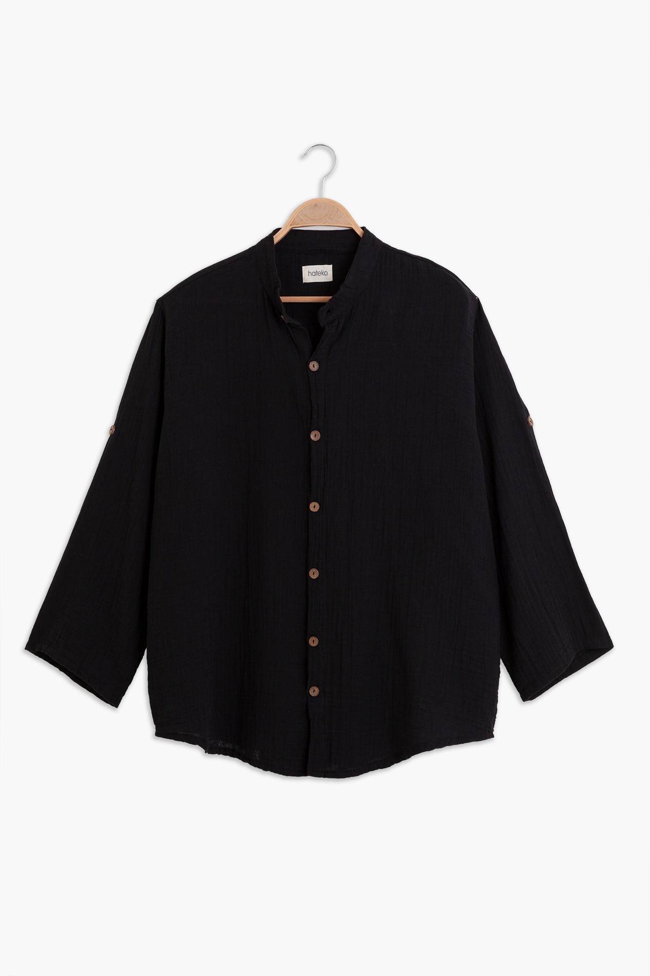 100% Cotton Muslin Shirt - Black
