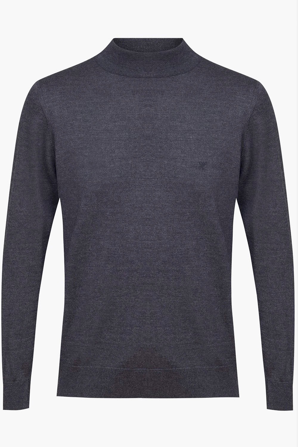 Regular Fit Woolen Mock Neck Sweater - Anthracite