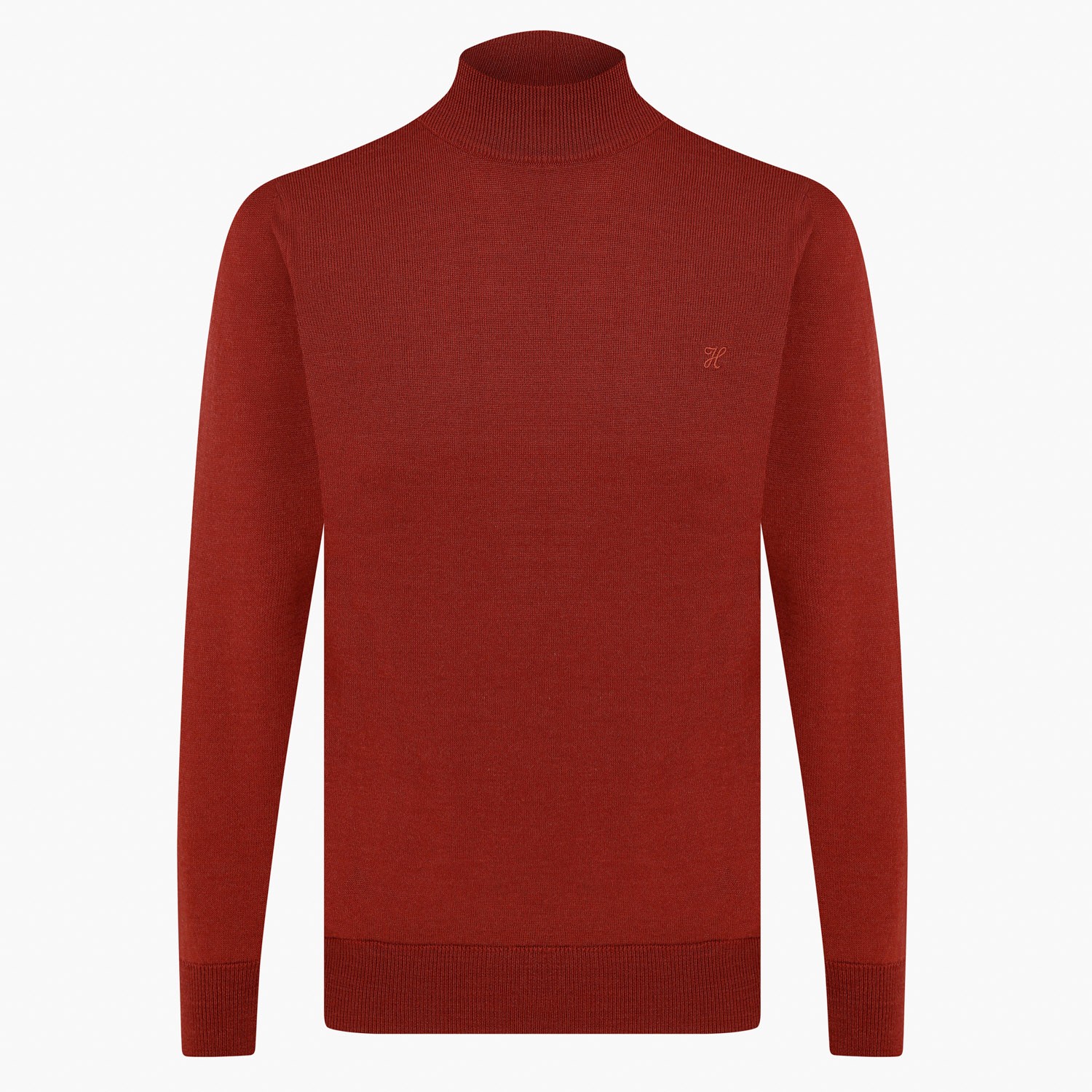 Regular Fit Woolen Mock Neck Sweater - Terracotta
