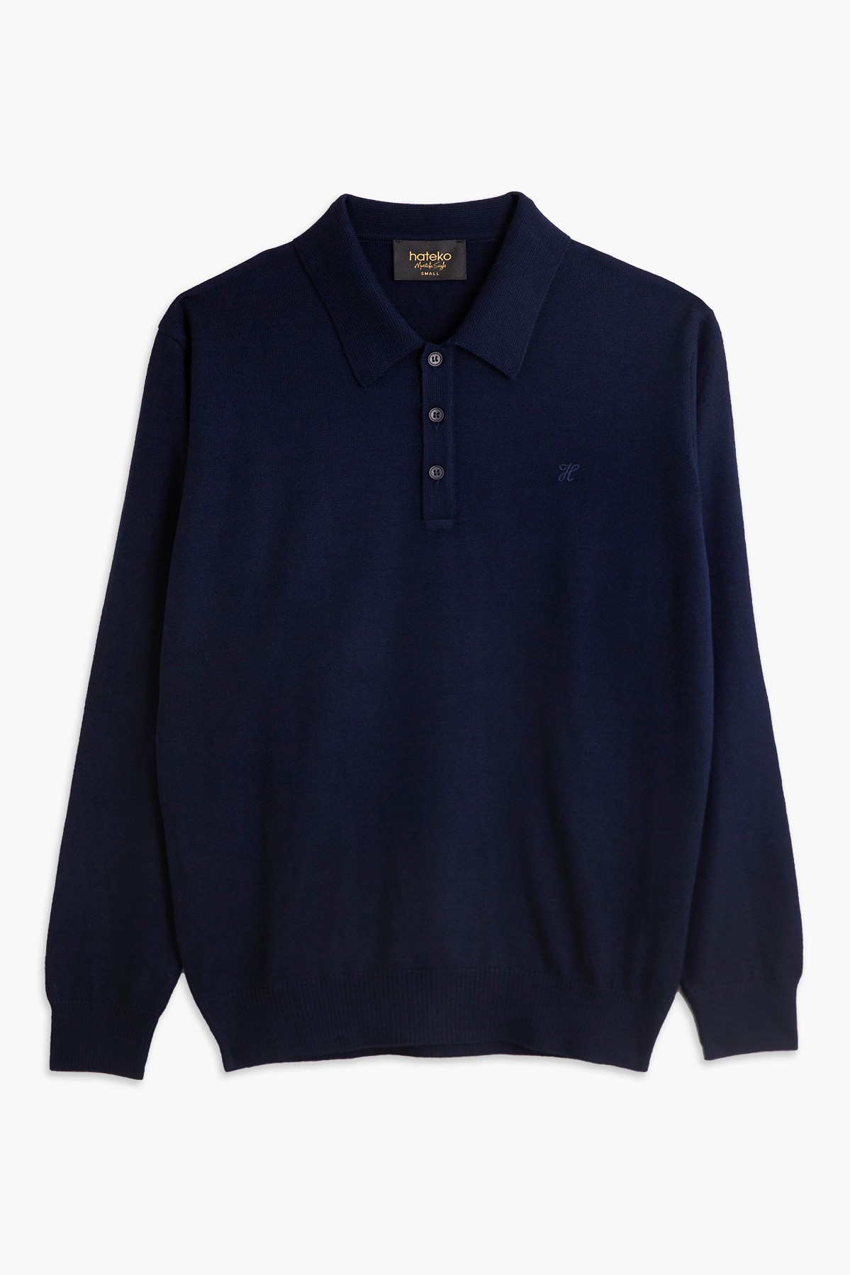 50% Wool Polo Sweater - Navy