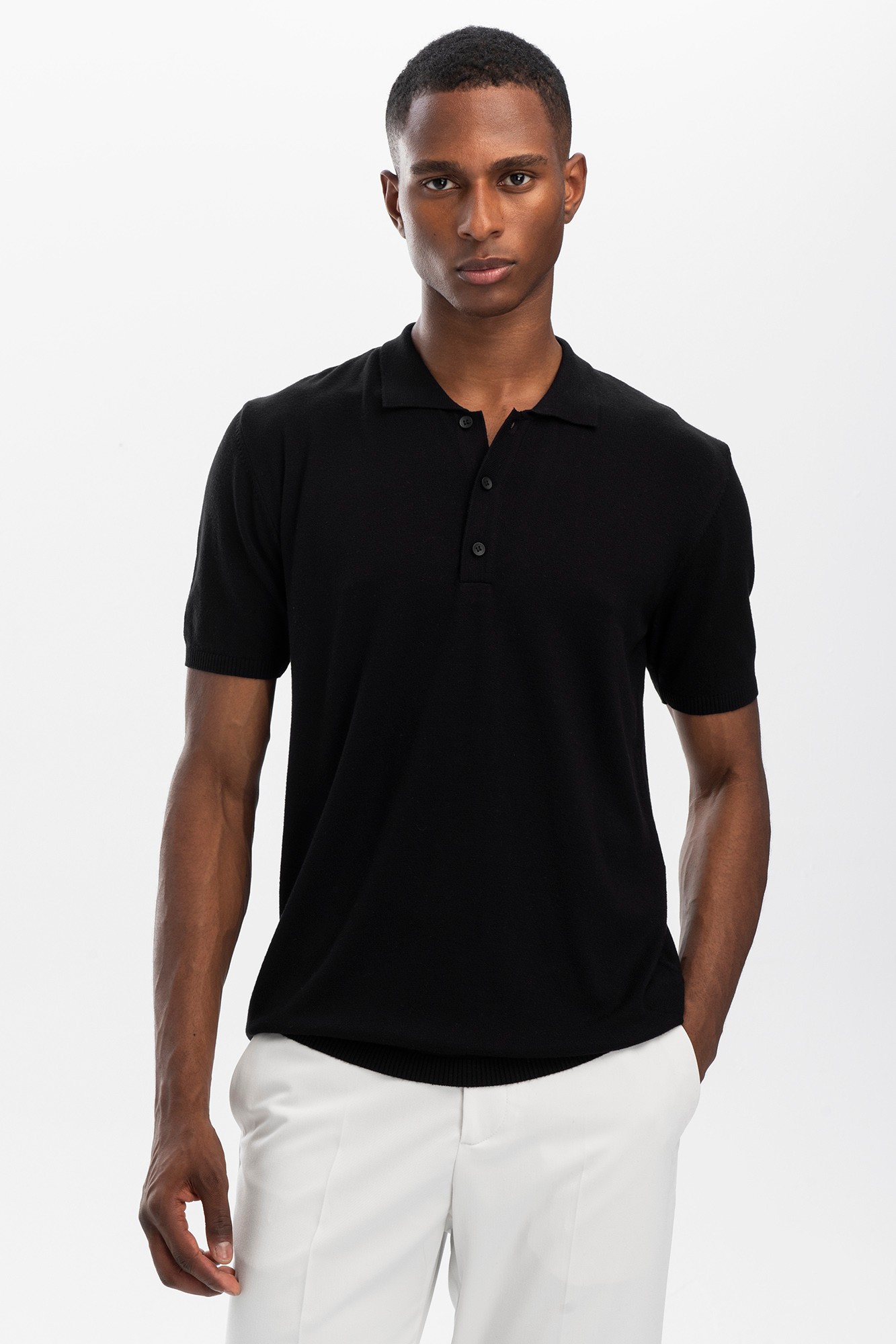 Polo Knit T-shirt - Black