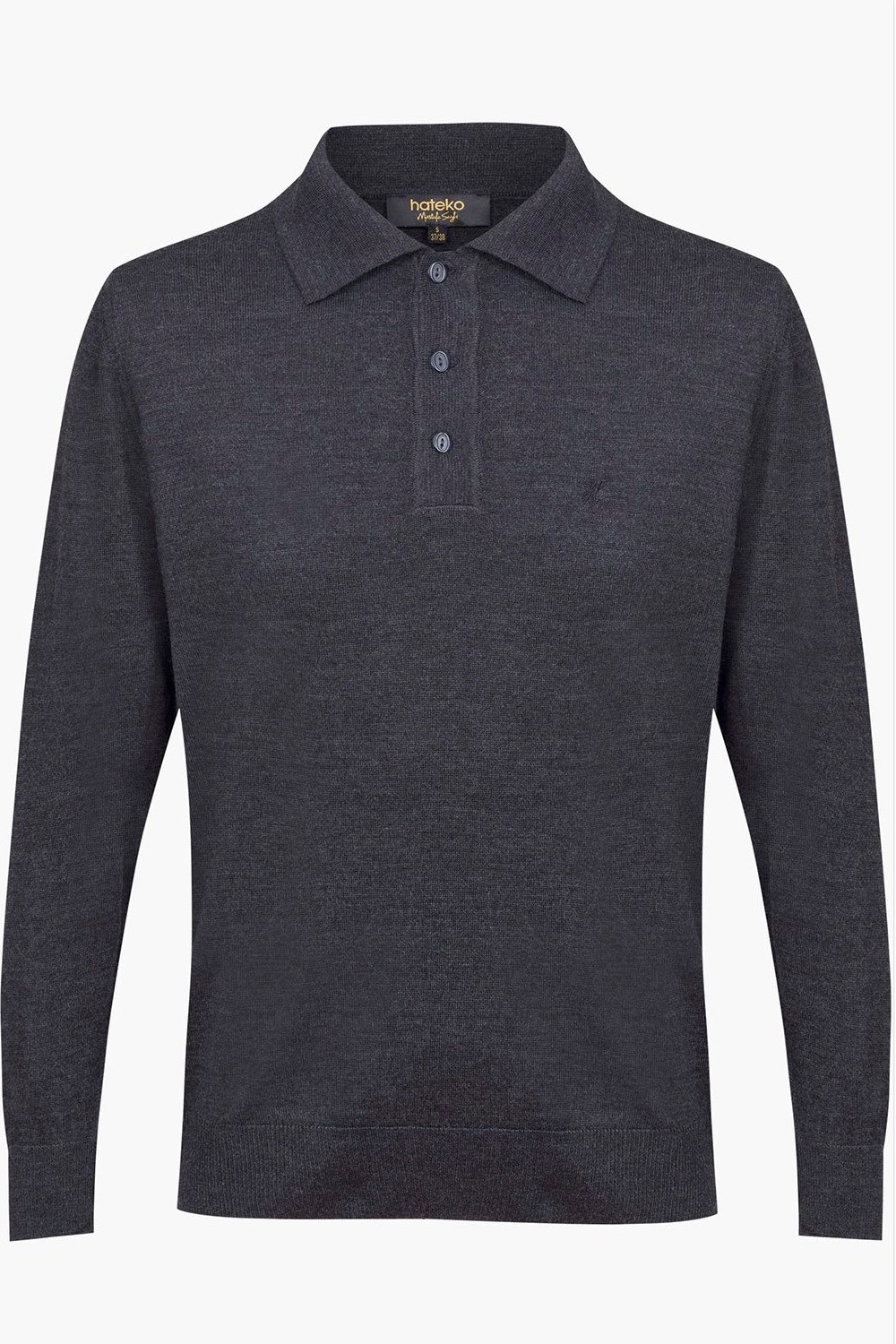 Regular Fit Woolen Polo Sweater - Anthracite